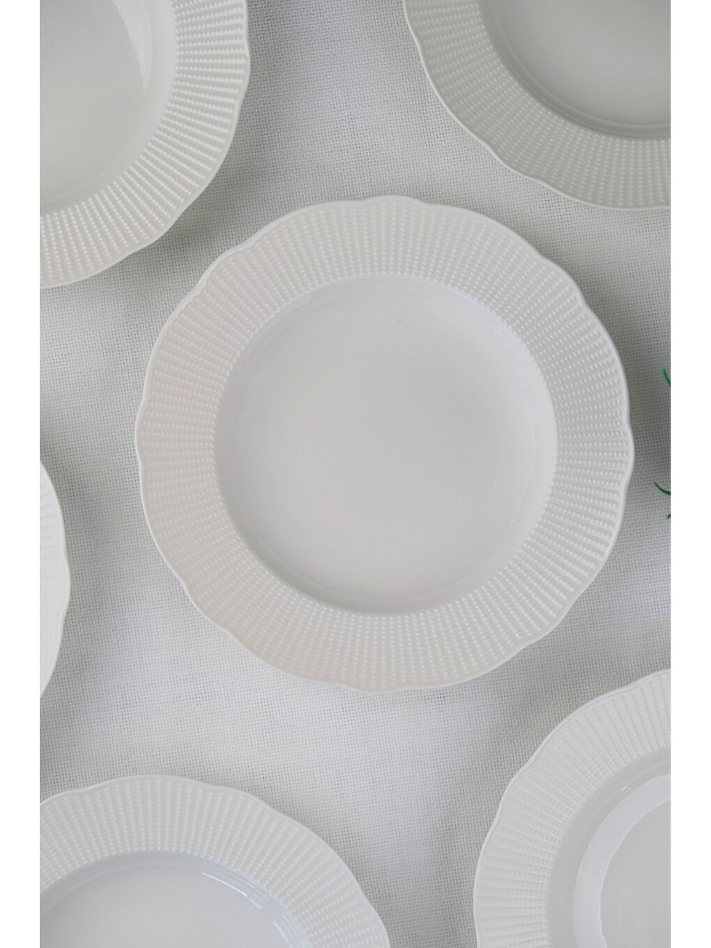 Beyaz Bone İlay Çukur Tabak 22cm 6 lı-1