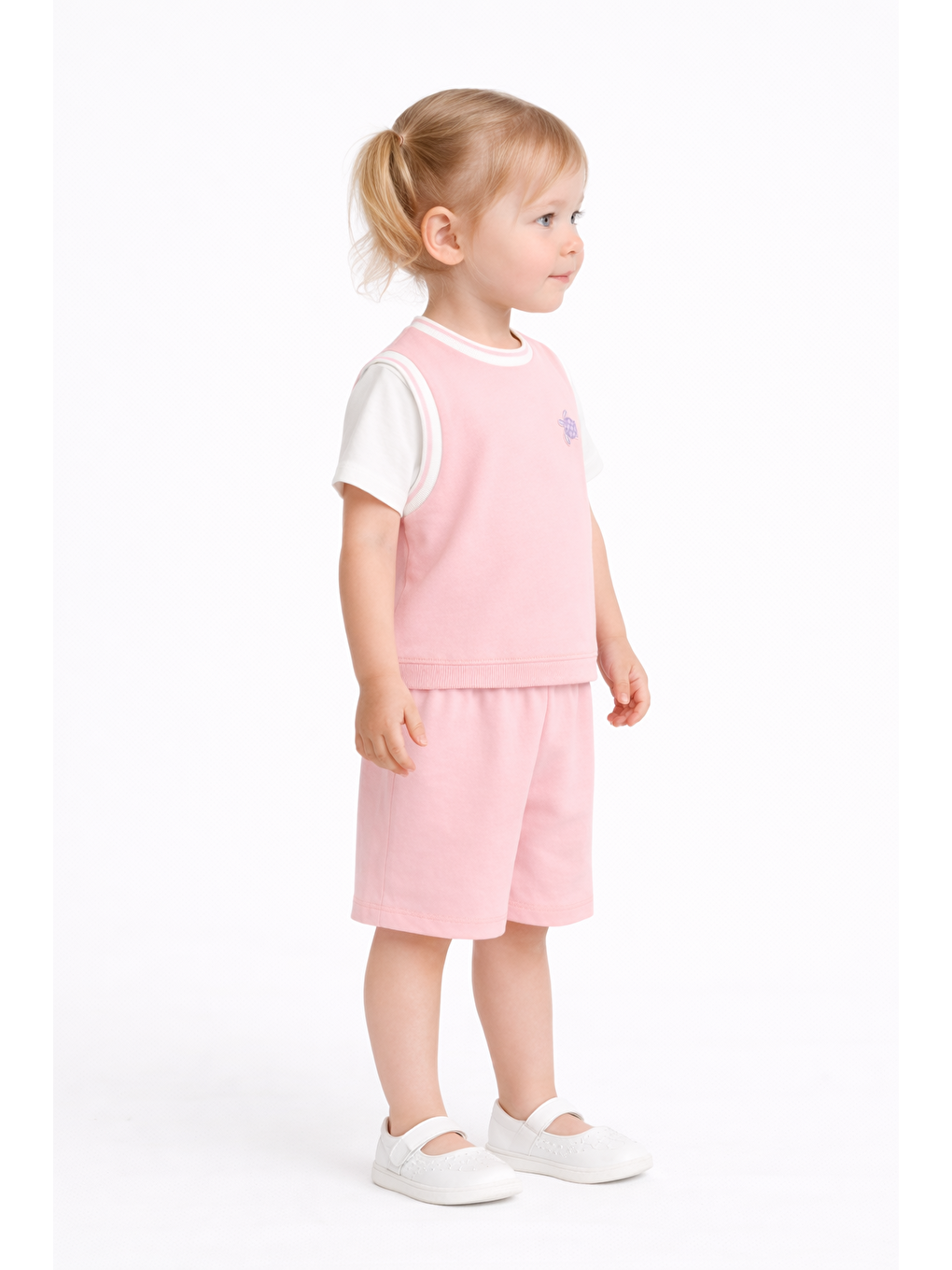 Pembe Kız Çocuk Şortlu Takım Yazlık Pamuklu Tişört Şort 2’li Set-1
