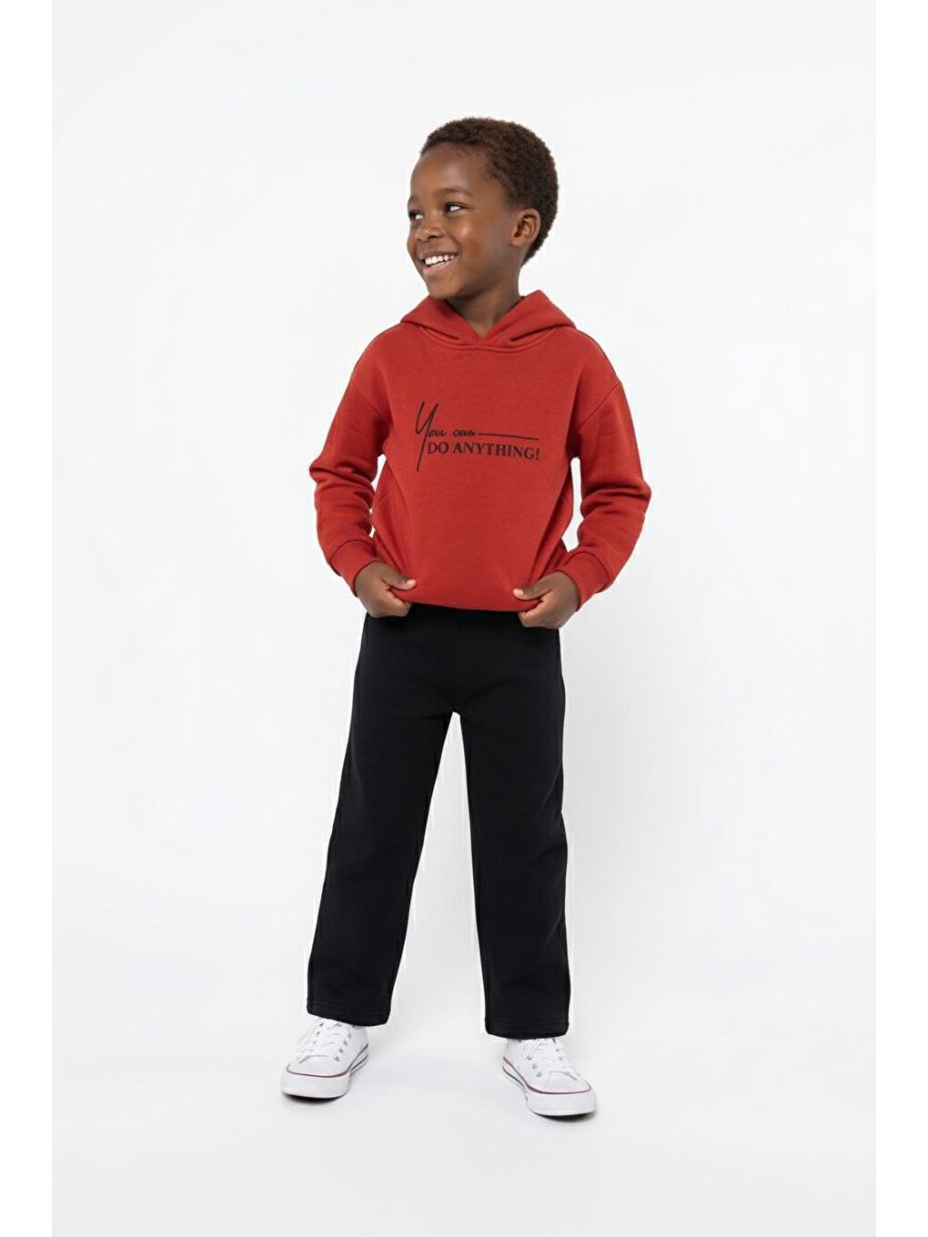 Kahverengi Kapüşonlu Kuplu Sweat-1