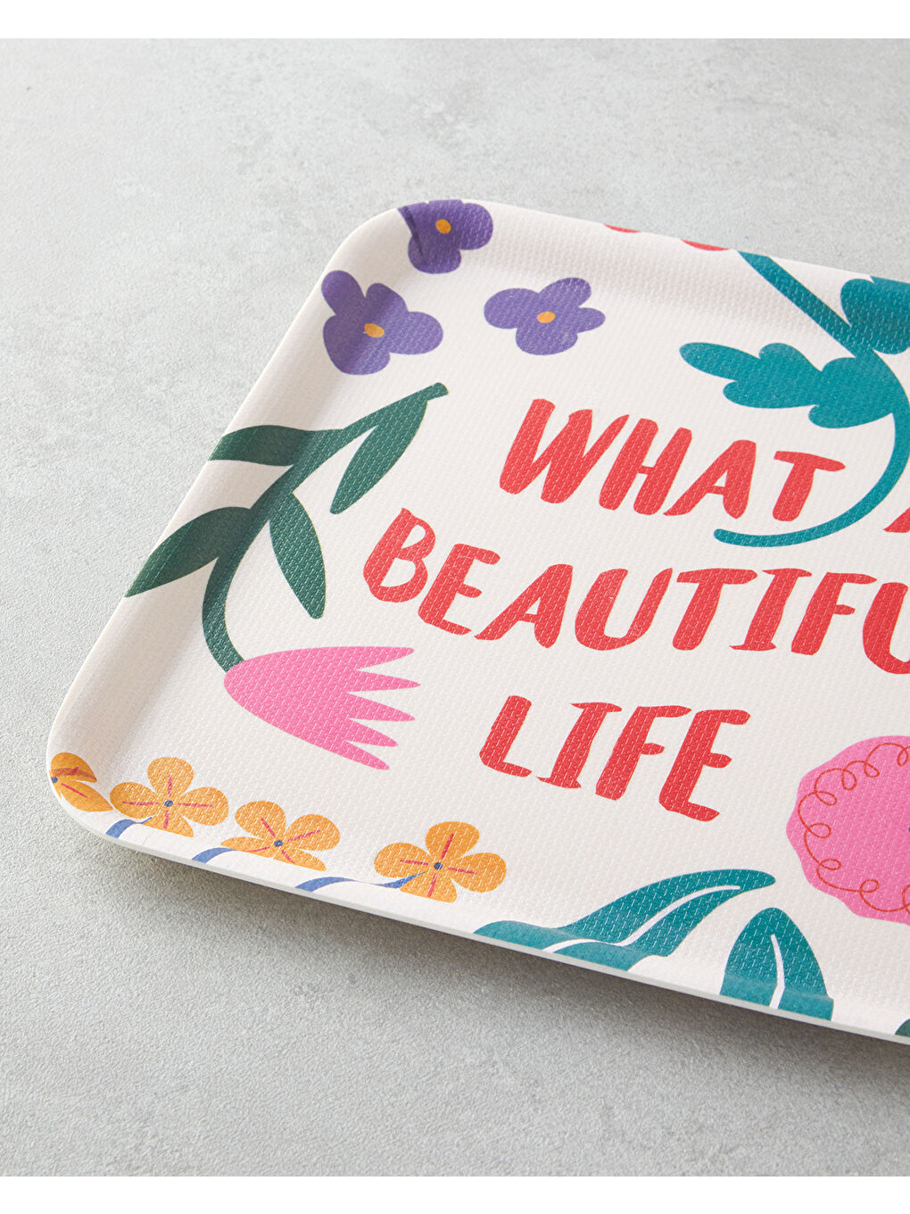 Beyaz Rosy Life Melamin Kaydırmaz 2'li Tepsi 33-24 cm Renkli-3