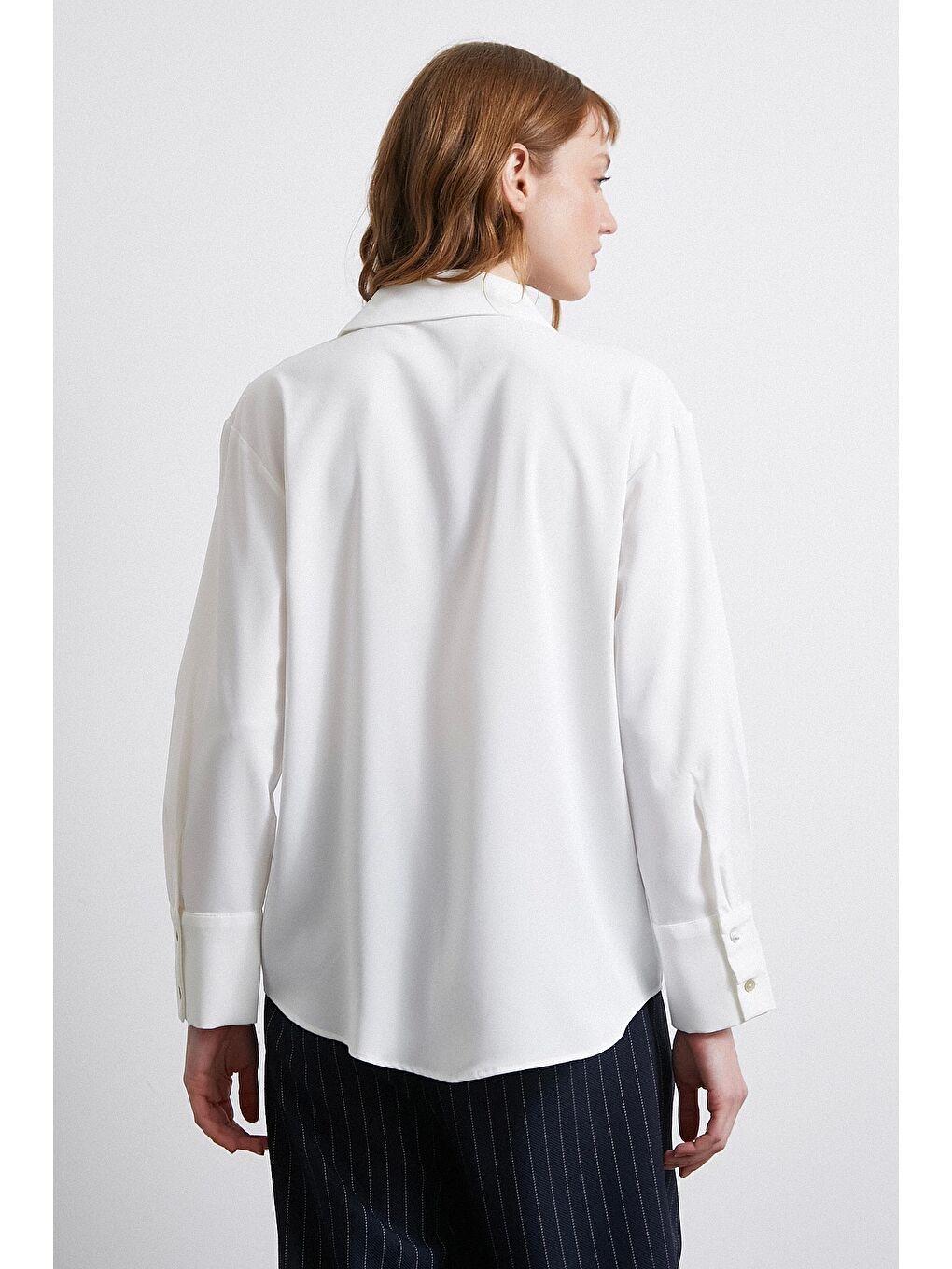 Klasik Saten Gömlek Ekru-1