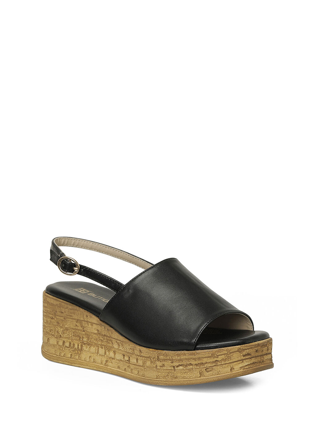 26S-381 6FX Siyah Kadın Dolgu Topuk Sandalet-1