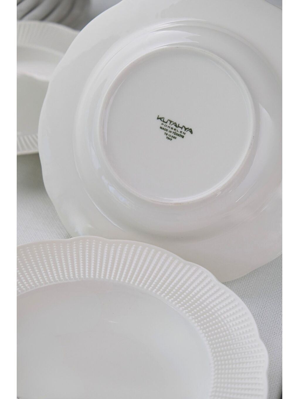 Beyaz Bone İlay Çukur Tabak 22cm 6 lı-2