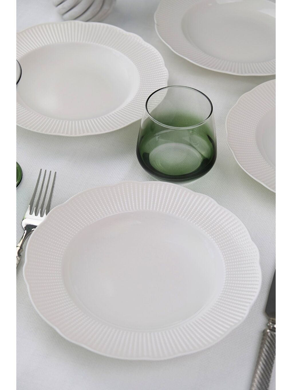 Beyaz Bone İlay Çukur Tabak 22cm 4 lü-1