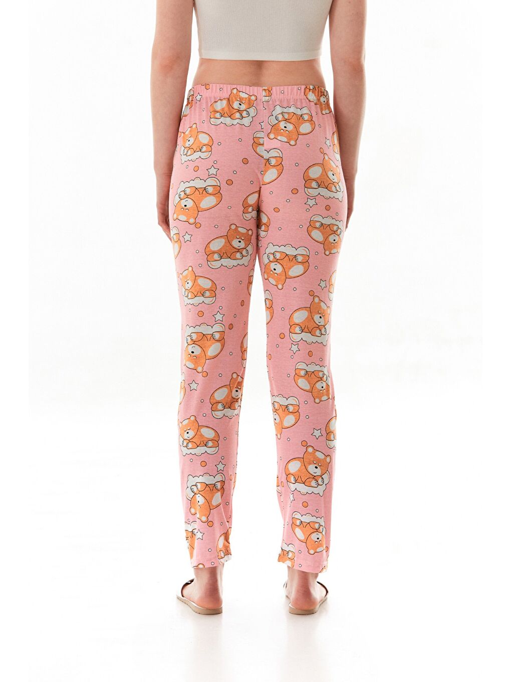 Kahverengi Ayıcık Baskılı Ekose Pijama Altı-3