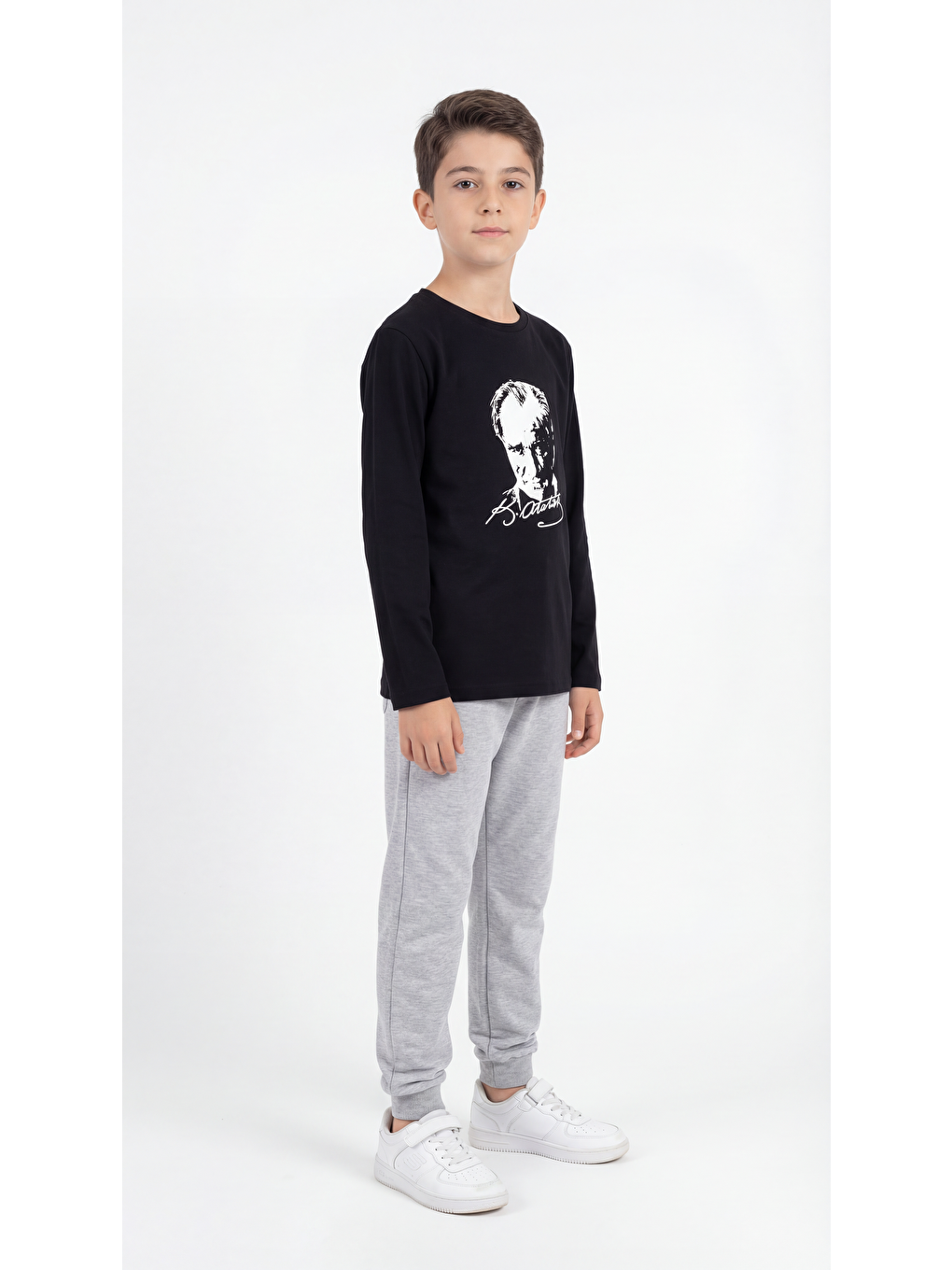 Siyah Atatürk Baskılı Erkek Çocuk T-shirt-2