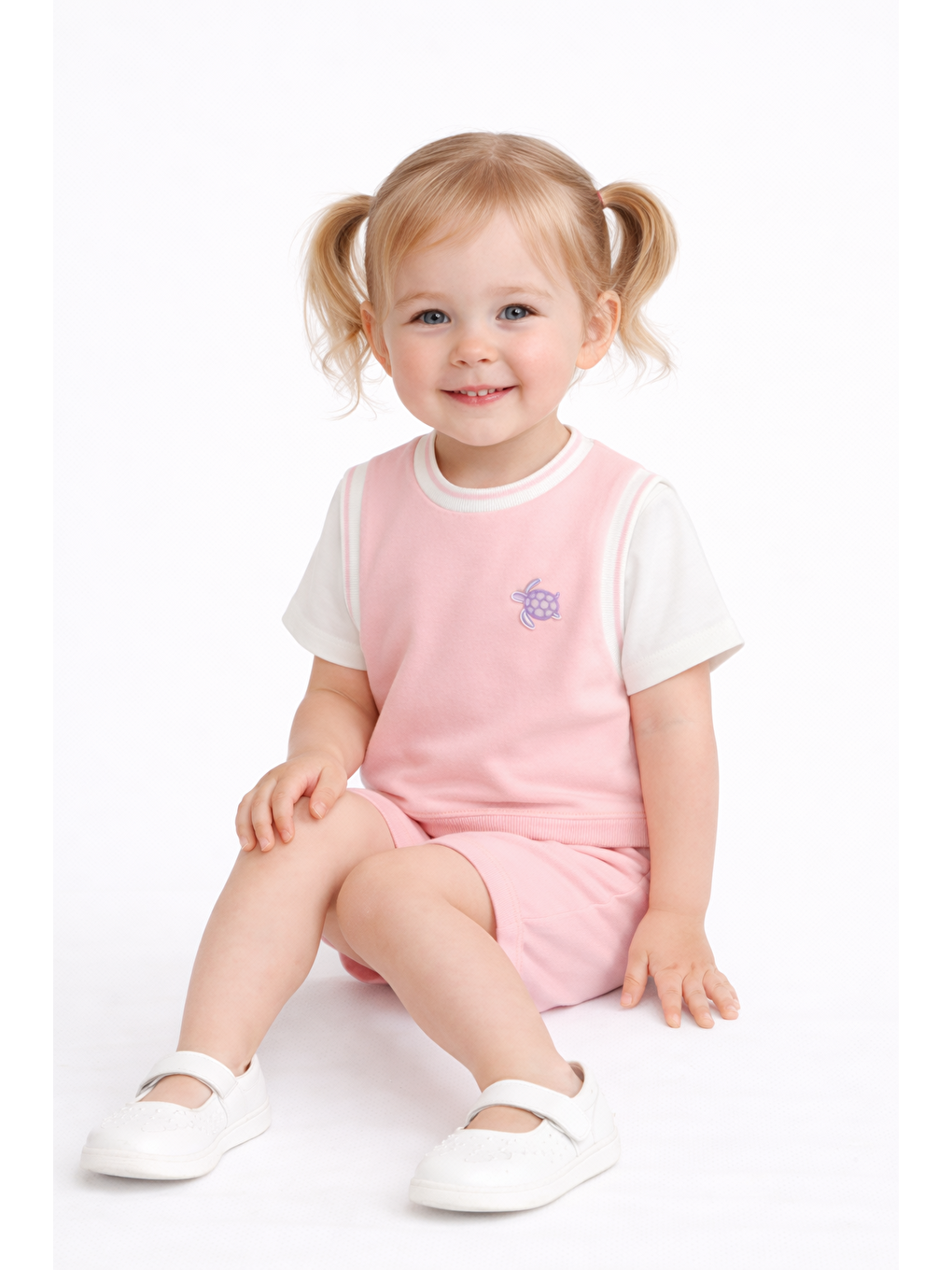 Pembe Kız Çocuk Şortlu Takım Yazlık Pamuklu Tişört Şort 2’li Set-2