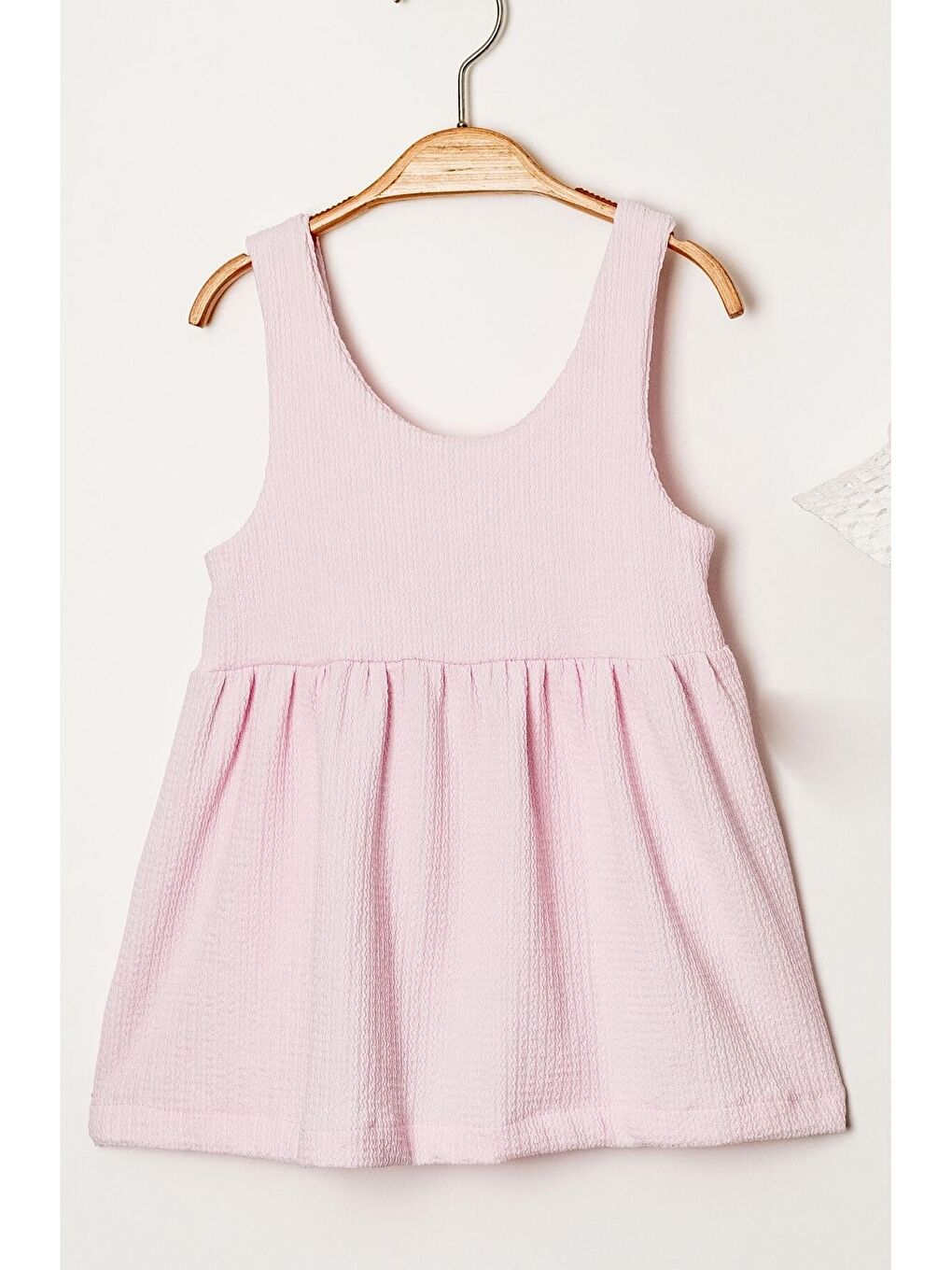 Pembe Tatlı Fitilli Şapkalı Fiyonklu Kız Bebek Elbisesi-3