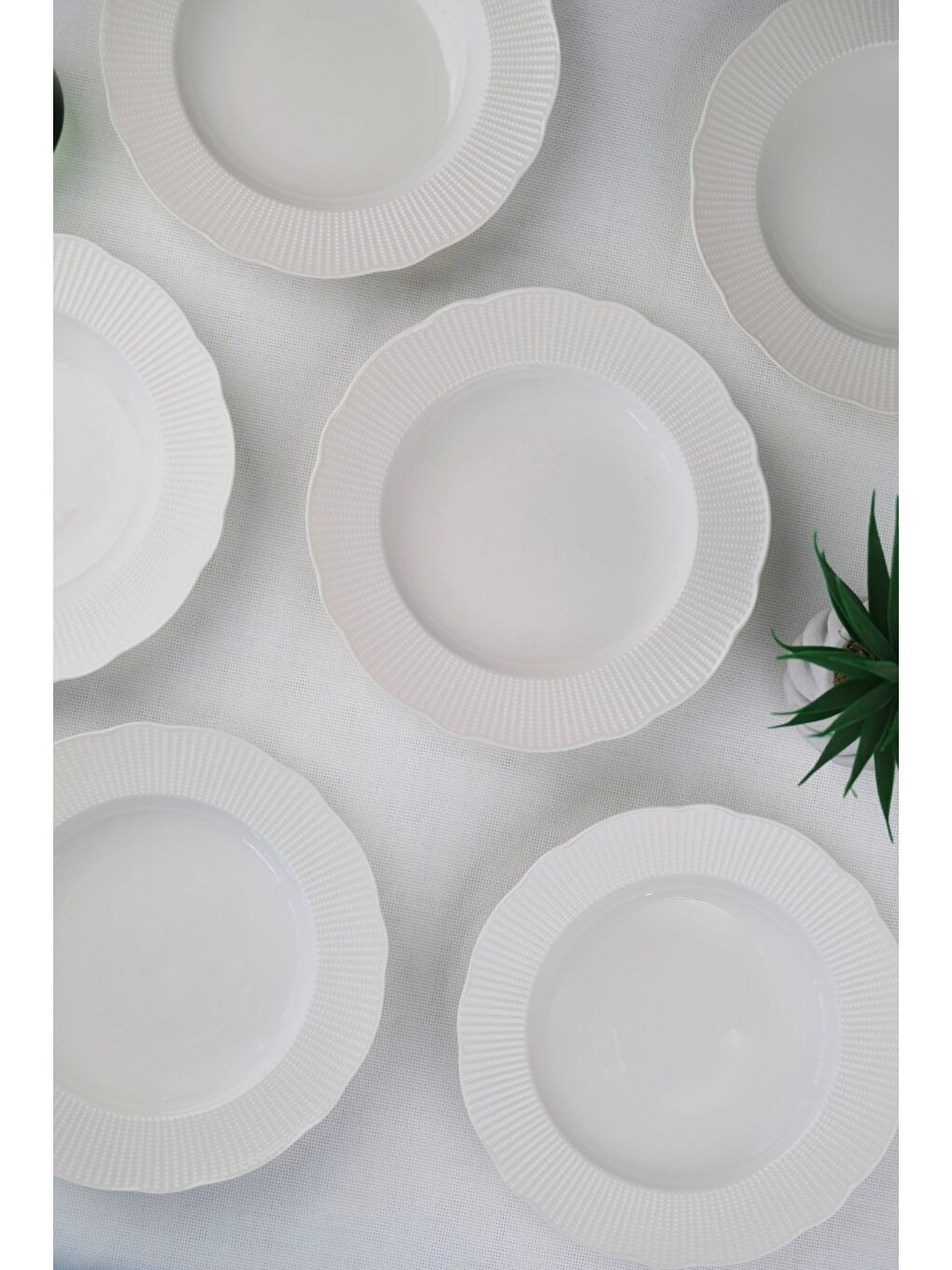 Beyaz Bone İlay Çukur Tabak 22cm 6 lı-4