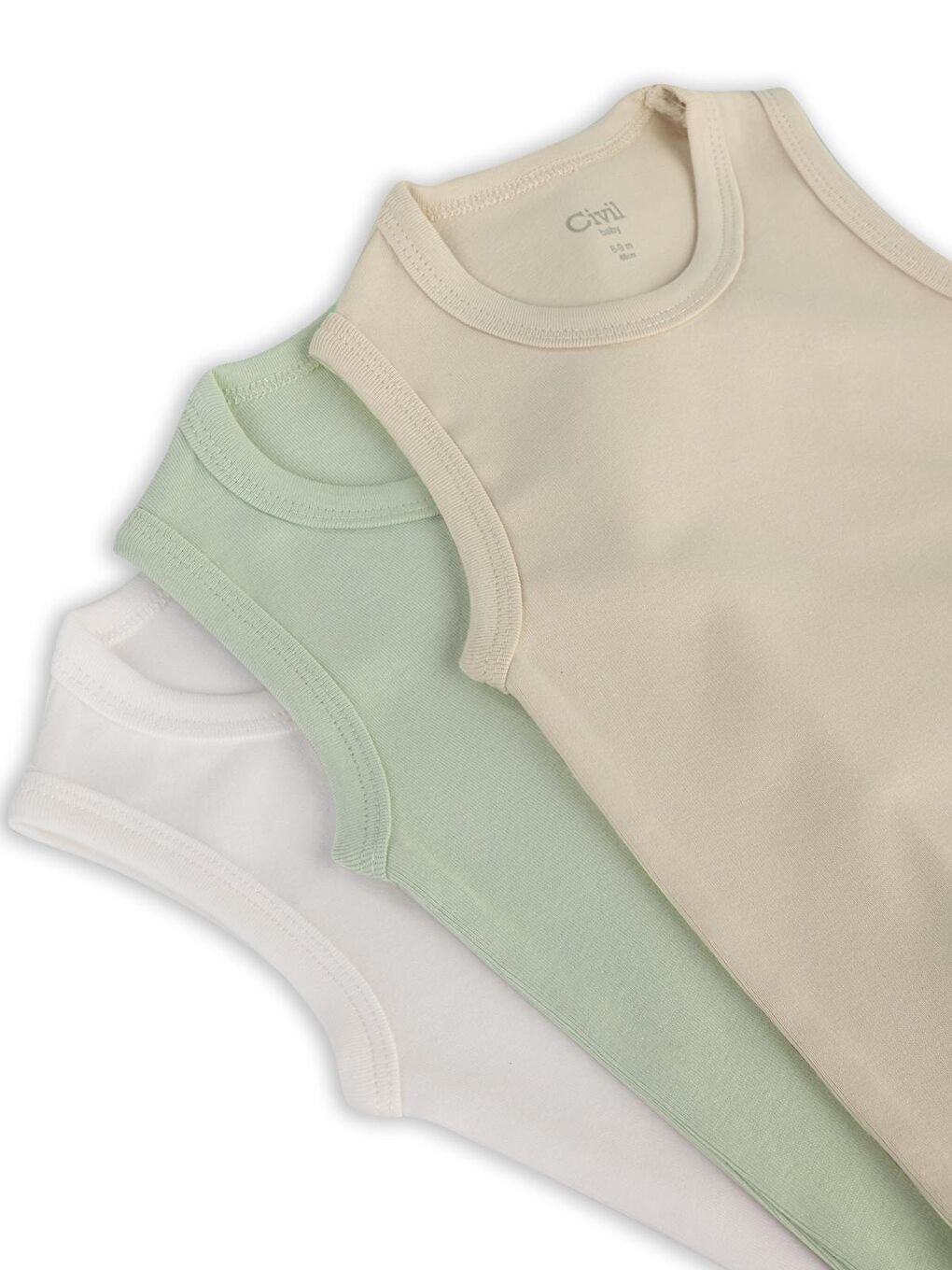 Baby 3'lü Karışık Renk 3-36 Ay Çıtçıtlı Badi - Bej 18-24 Ay-2