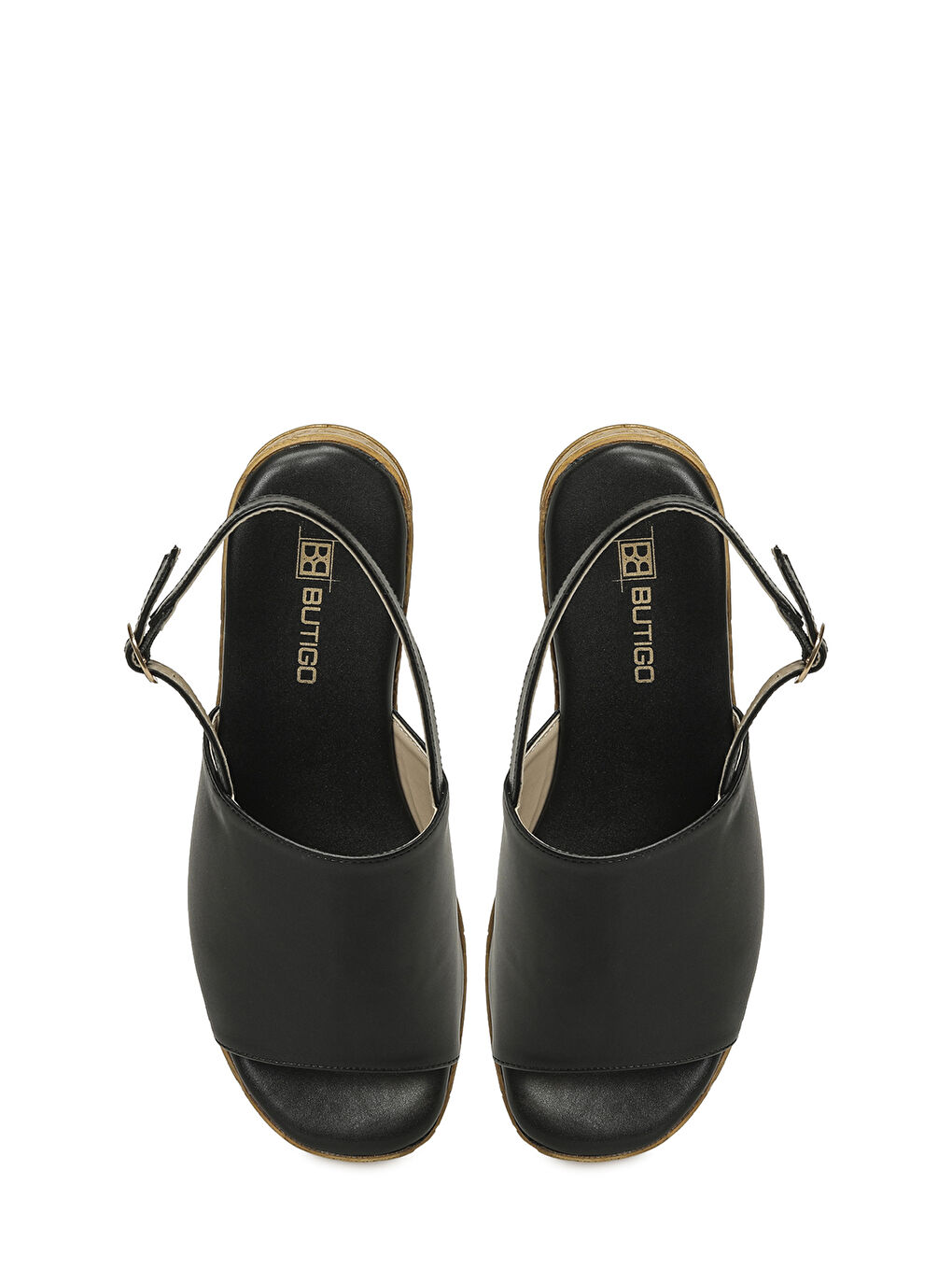 26S-381 6FX Siyah Kadın Dolgu Topuk Sandalet-3