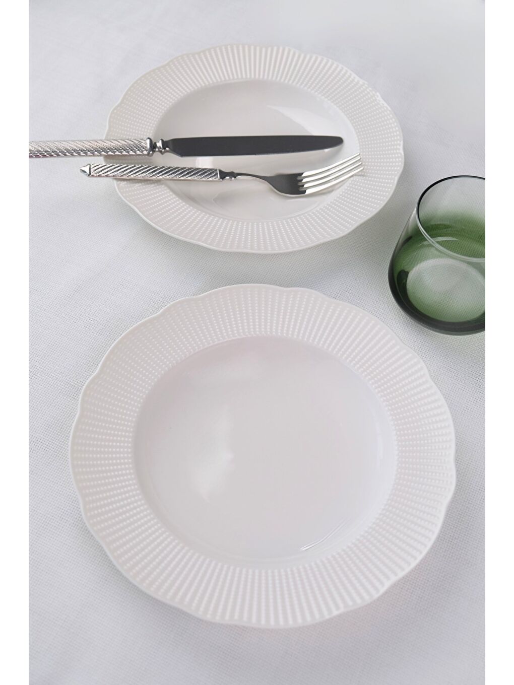 Beyaz Bone İlay Çukur Tabak 22cm 2 li-3