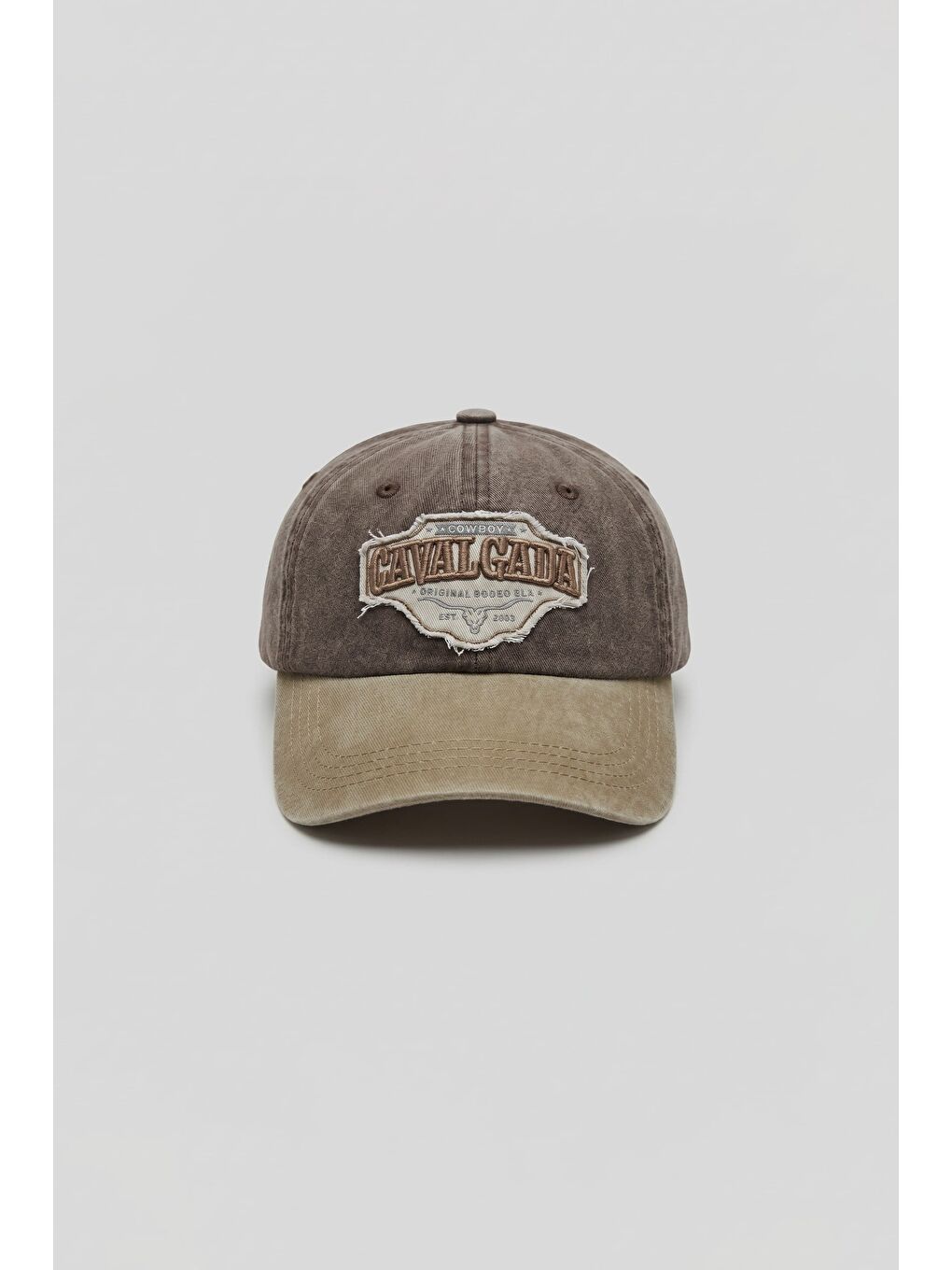 Erkek Patch Nakışlı Yıkamalı Beyzbol Şapka Kahverengi