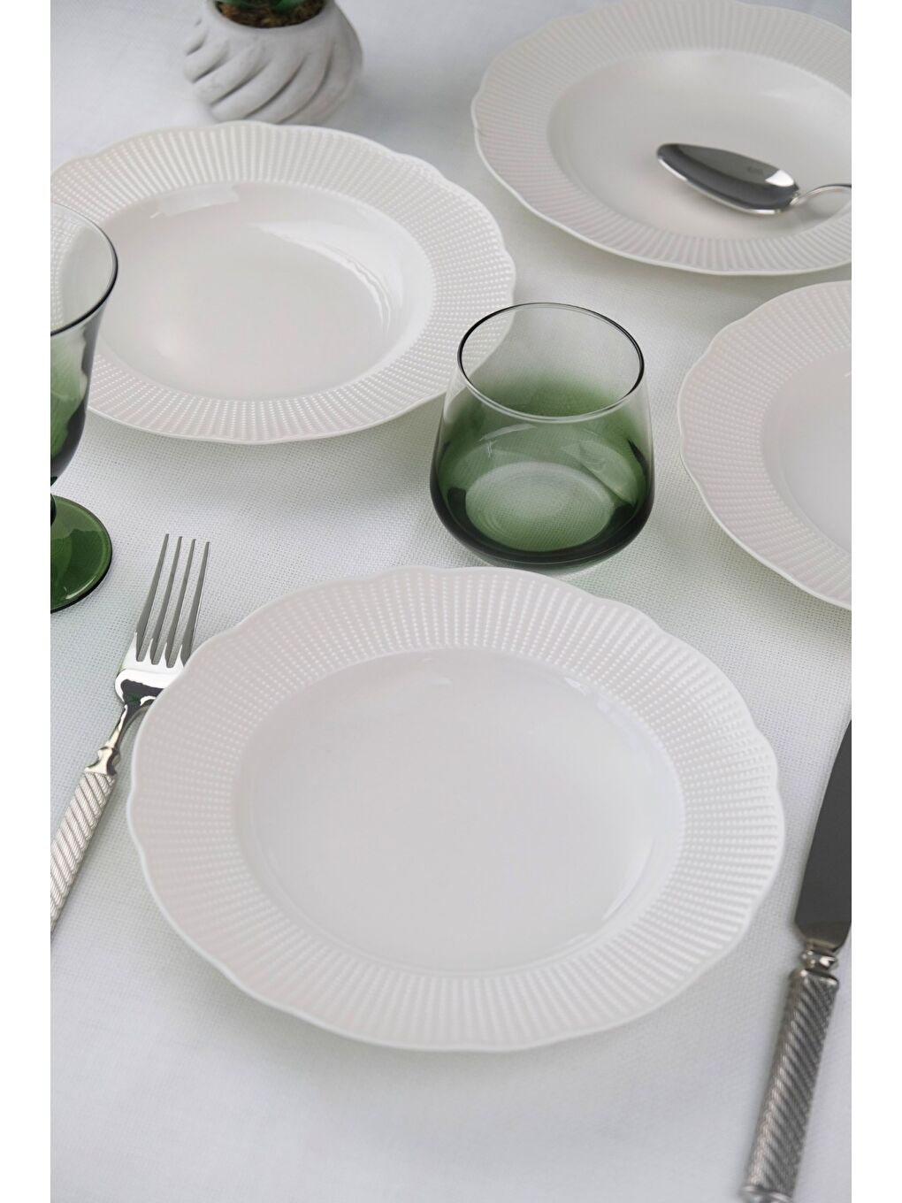 Beyaz Bone İlay Çukur Tabak 22cm 4 lü-4