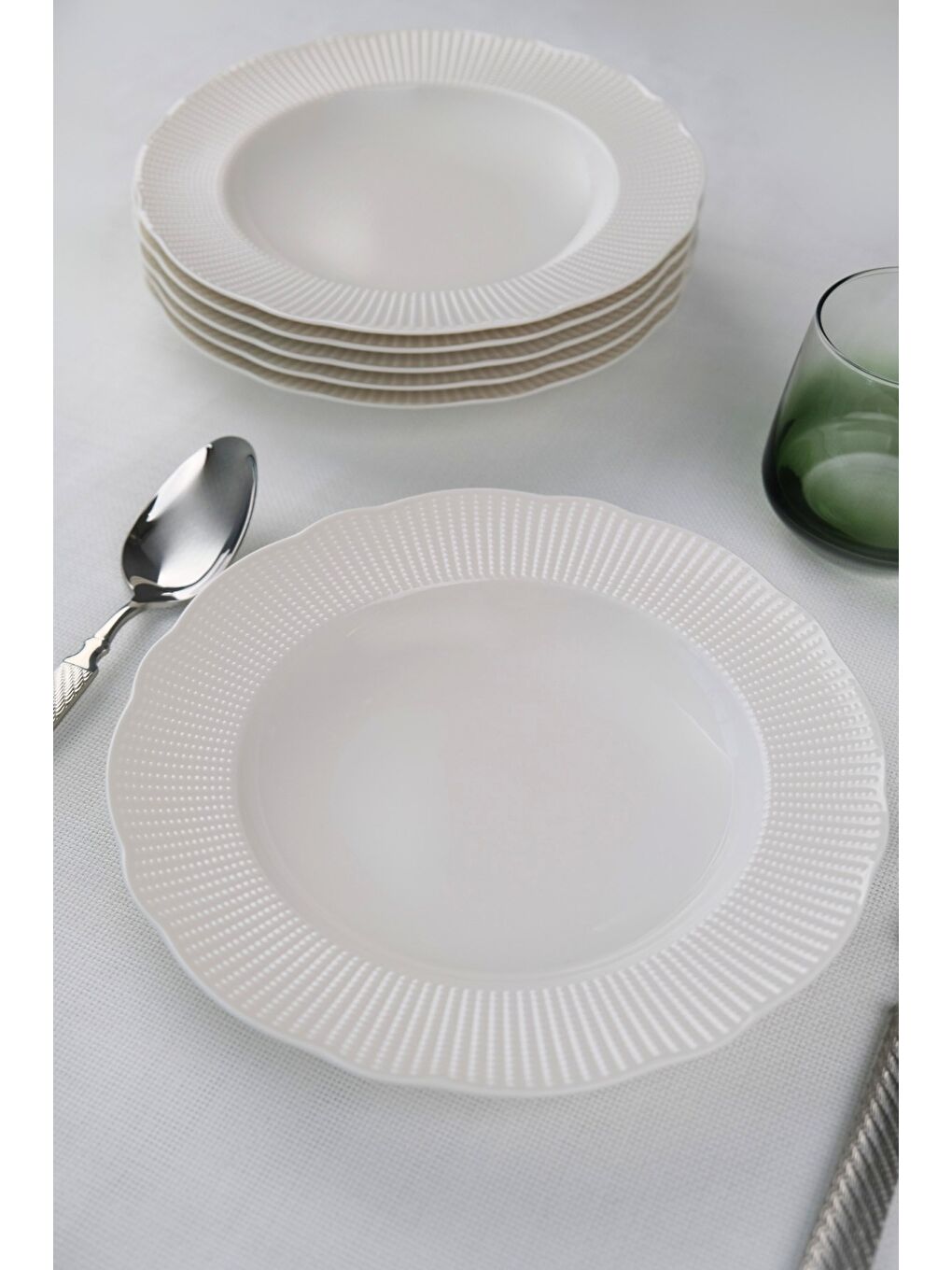 Beyaz Bone İlay Çukur Tabak 22cm 6 lı-5