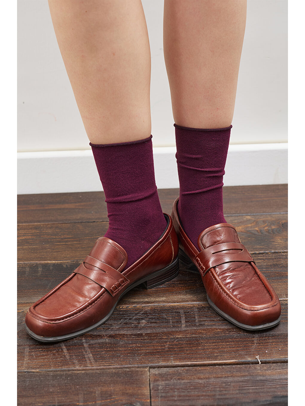 Lastiksiz Soket Çorap Bordo