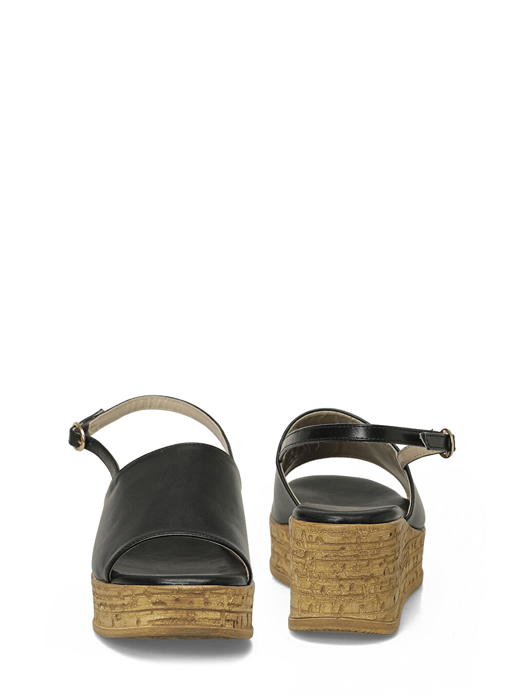 26S-381 6FX Siyah Kadın Dolgu Topuk Sandalet-4