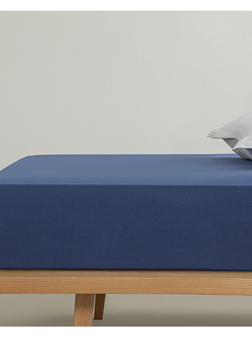 Düz Pamuklu Çift Kişilik Lastikli Çarşaf Gece Mavisi