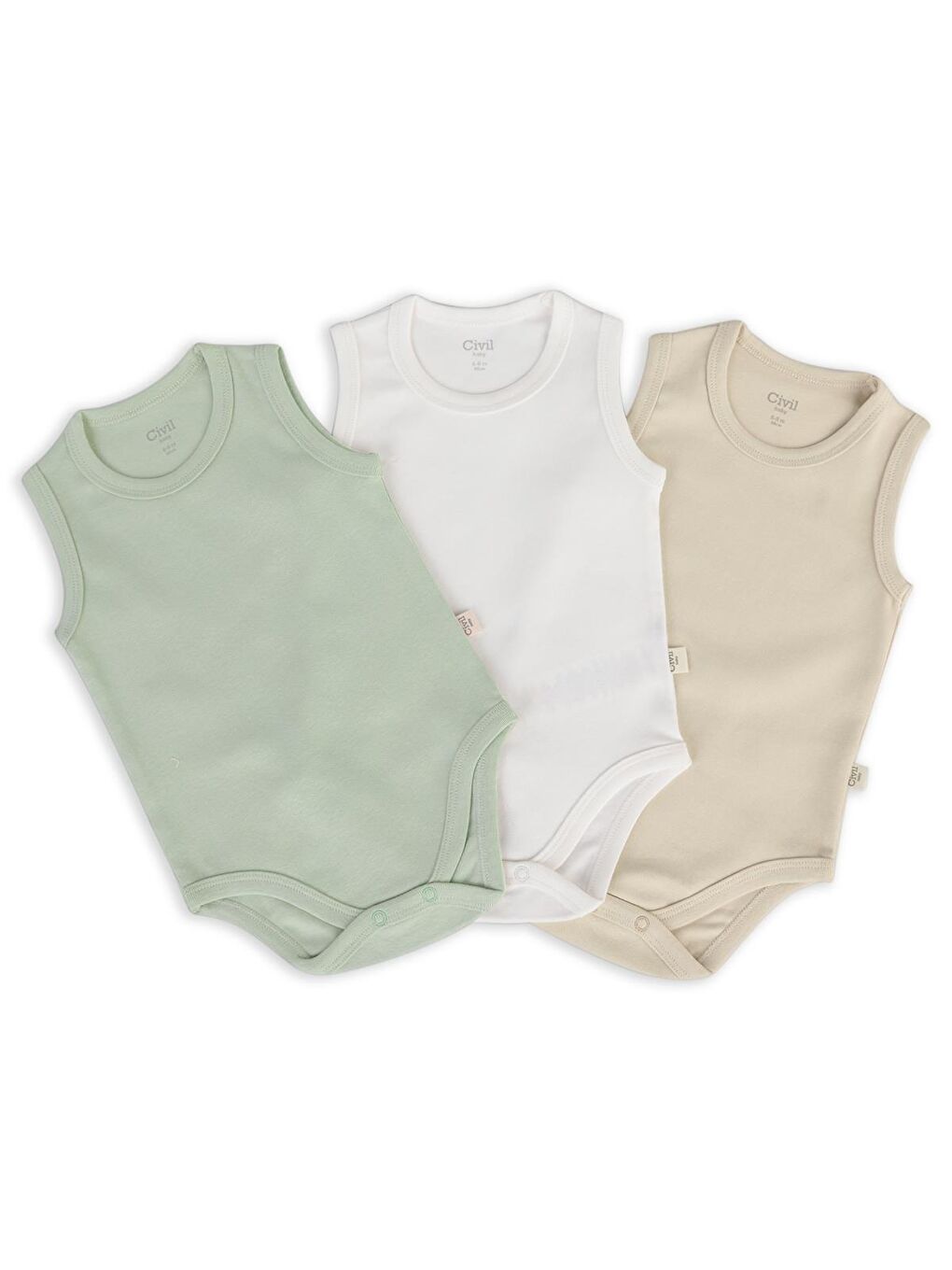 Baby 3'lü Karışık Renk 3-36 Ay Çıtçıtlı Badi - Bej 18-24 Ay-7