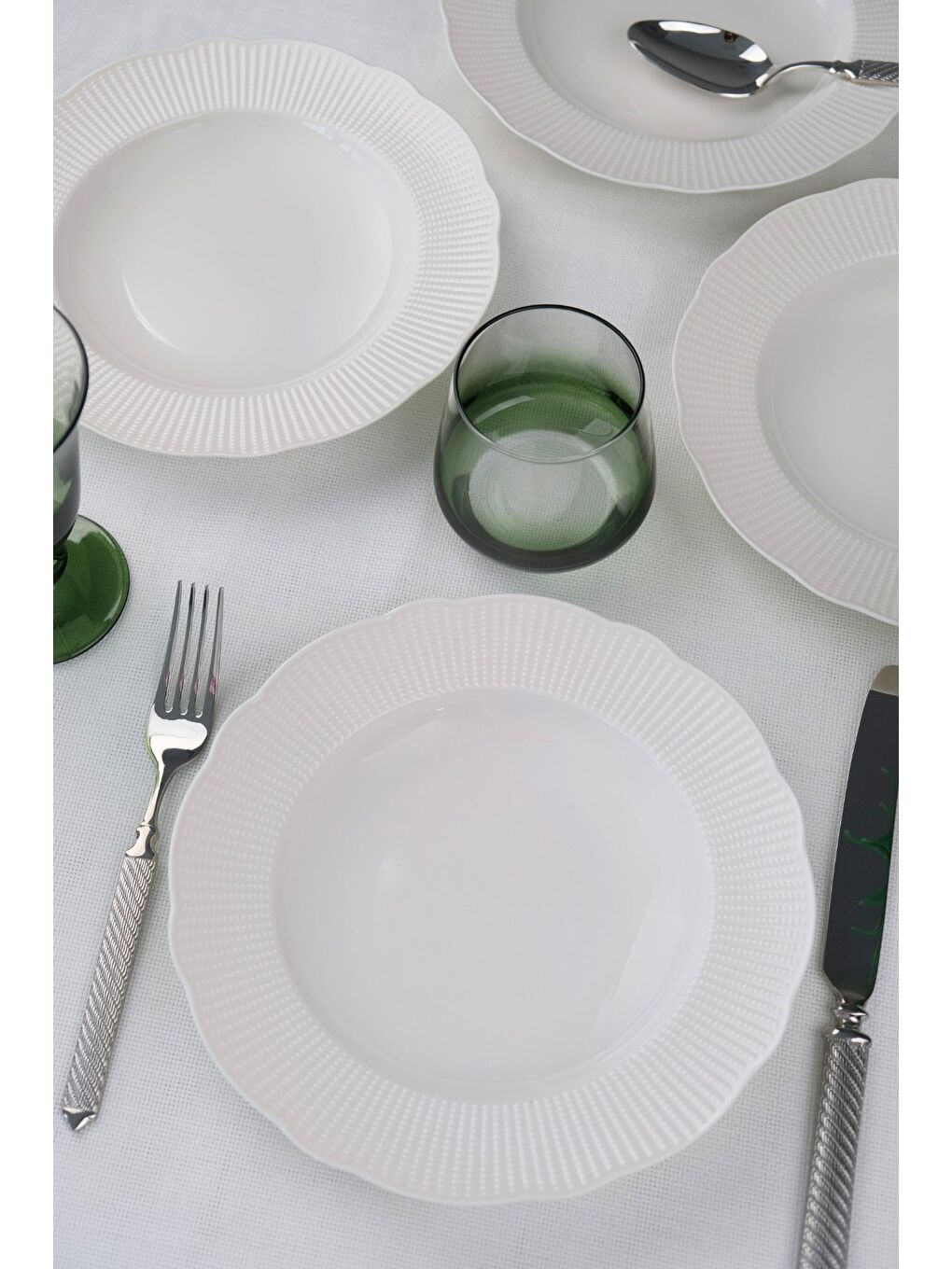 Beyaz Bone İlay Çukur Tabak 22cm 4 lü-5