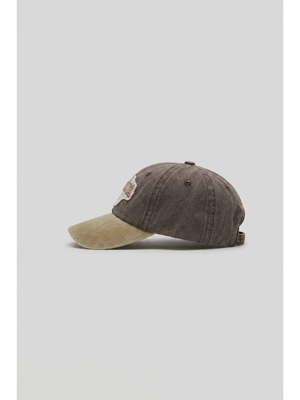 Erkek Patch Nakışlı Yıkamalı Beyzbol Şapka Kahverengi-1