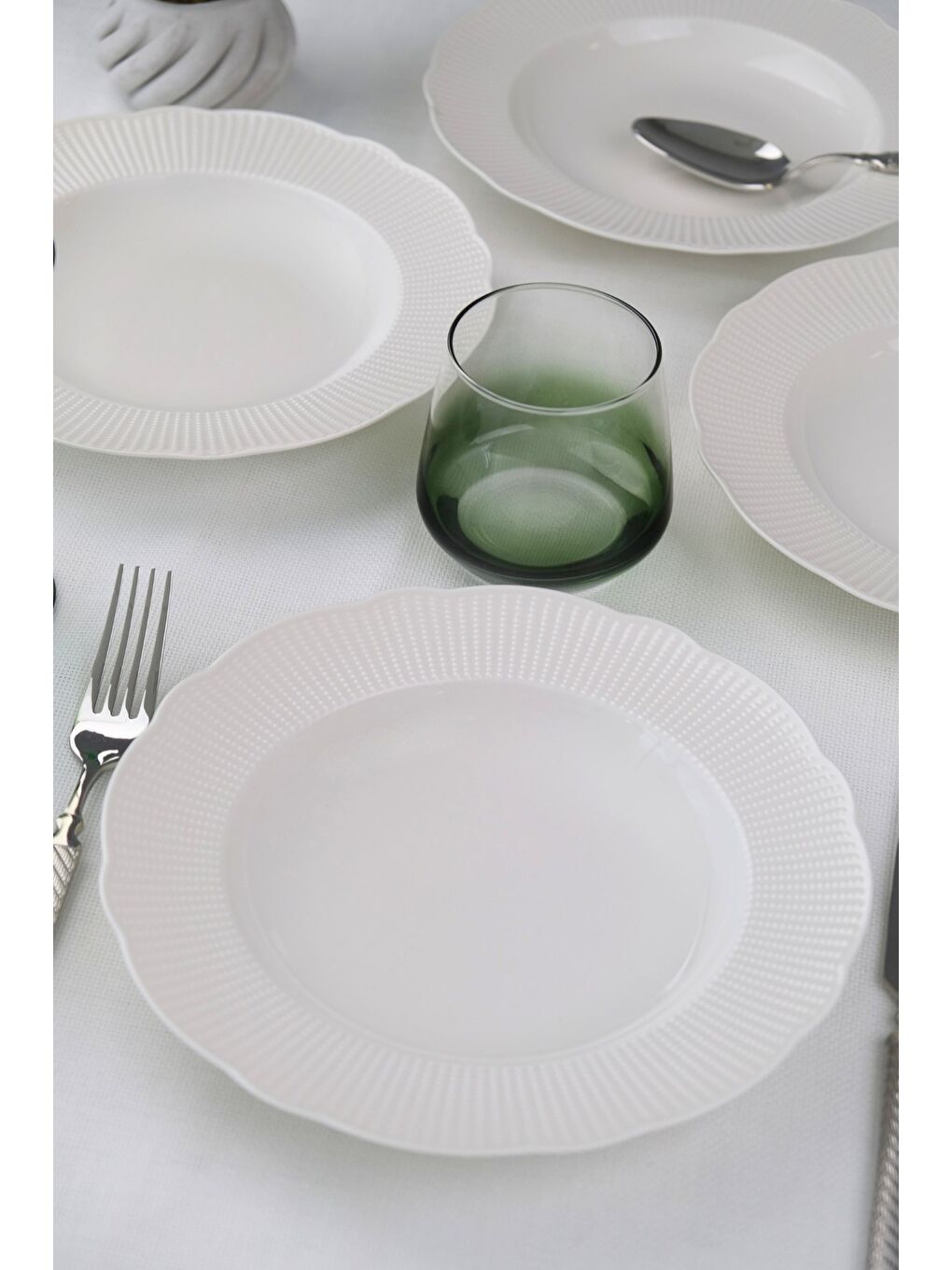 Beyaz Bone İlay Çukur Tabak 22cm 4 lü-6