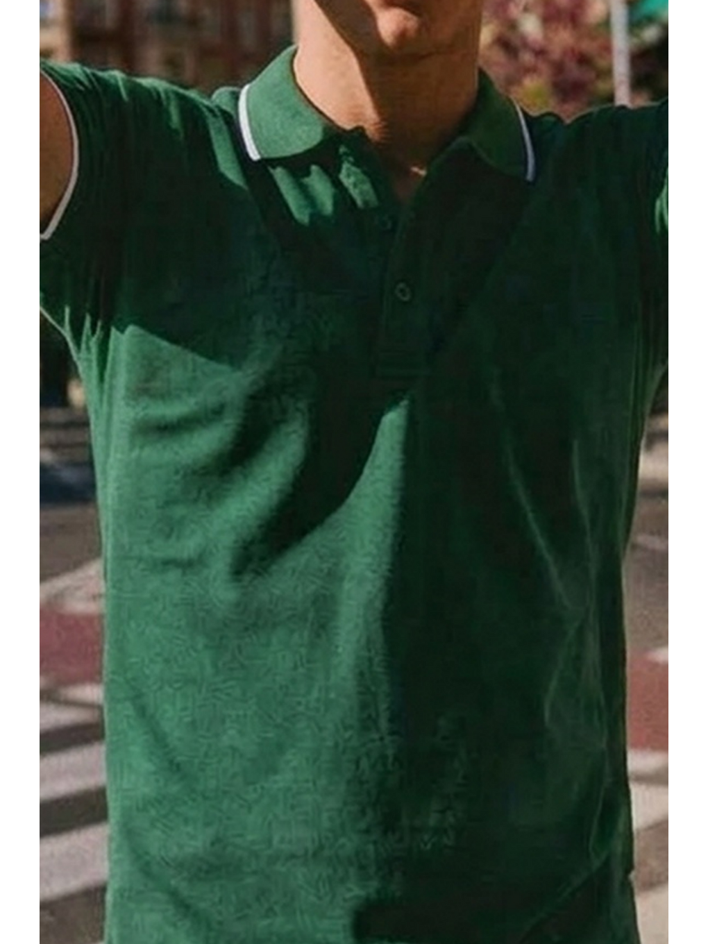 Erkek Düğmeli Fashion Yeşil Polo Yaka Tişört-5