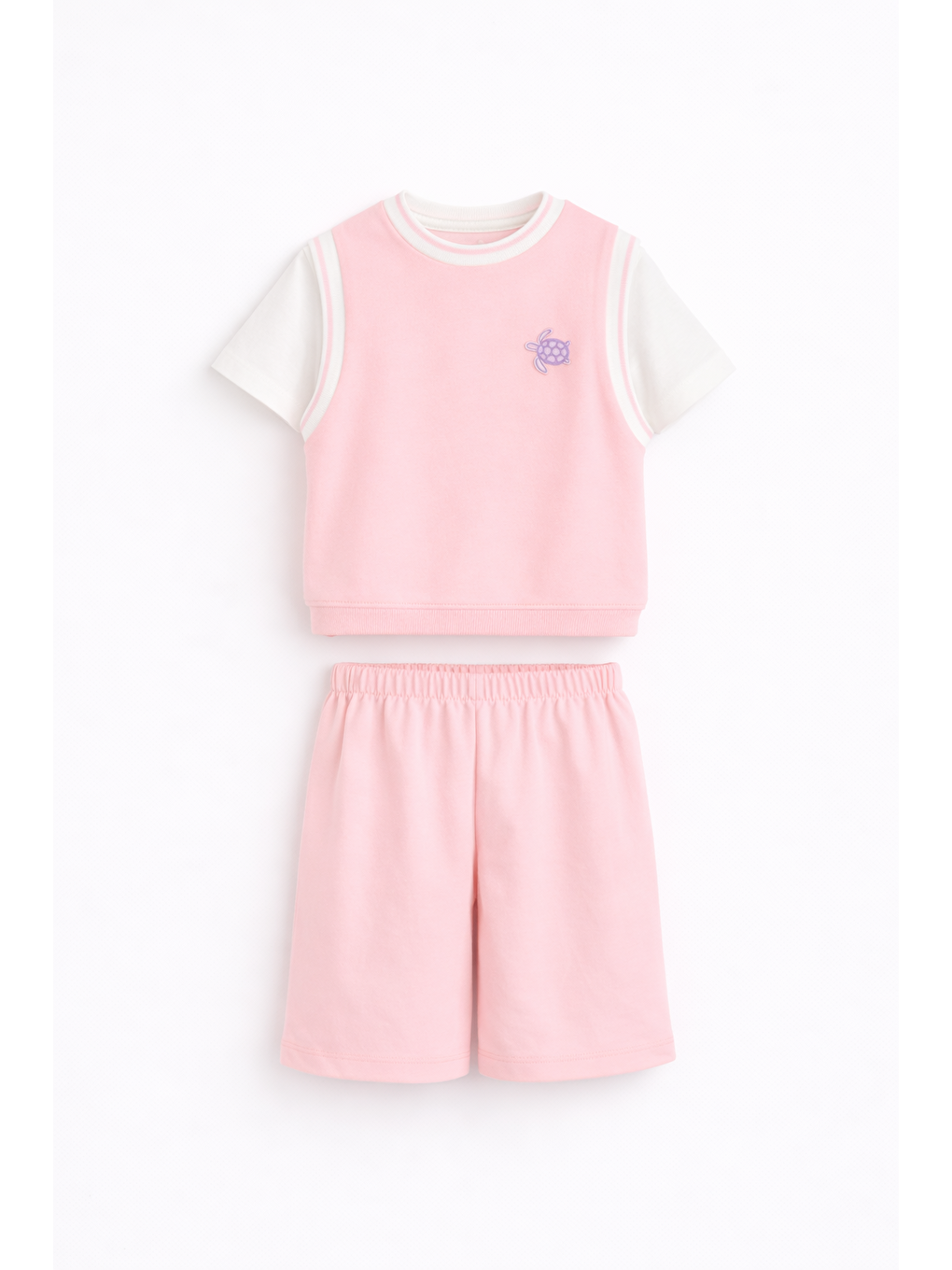 Pembe Kız Çocuk Şortlu Takım Yazlık Pamuklu Tişört Şort 2’li Set-5