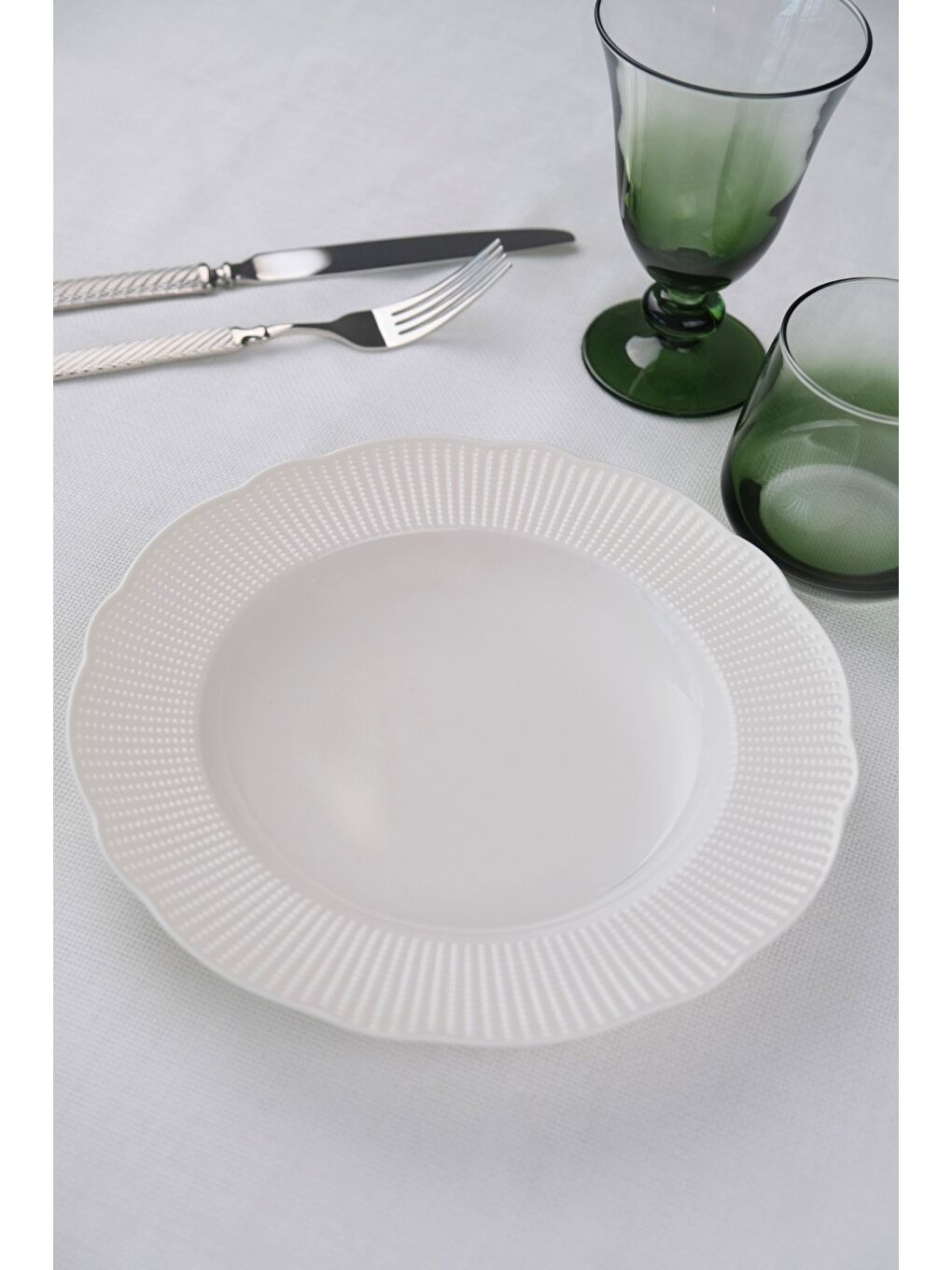 Beyaz Bone İlay Çukur Tabak 22cm Tekli