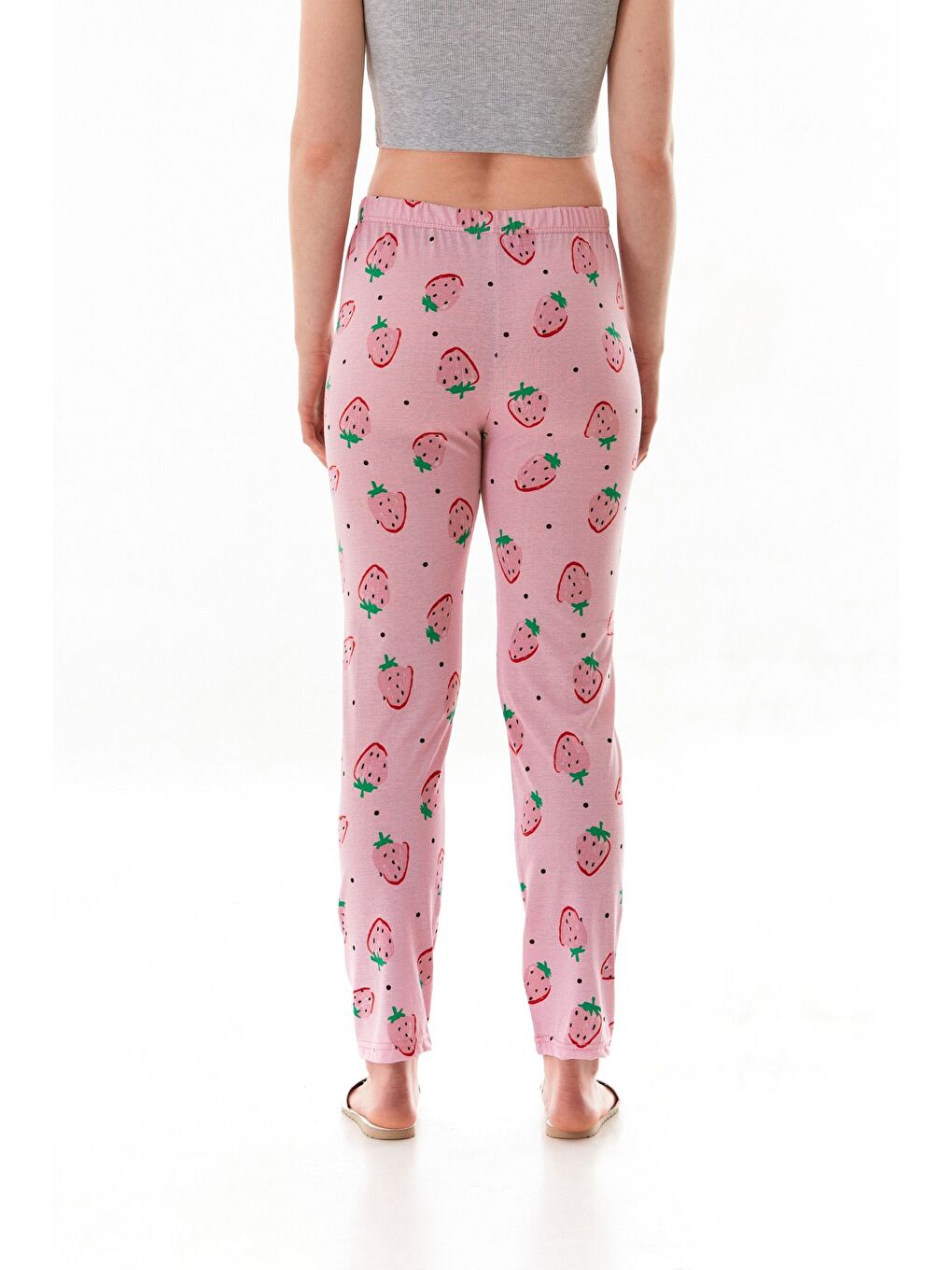 Pembe Ayıcık Baskılı Ekose Pijama Altı-2