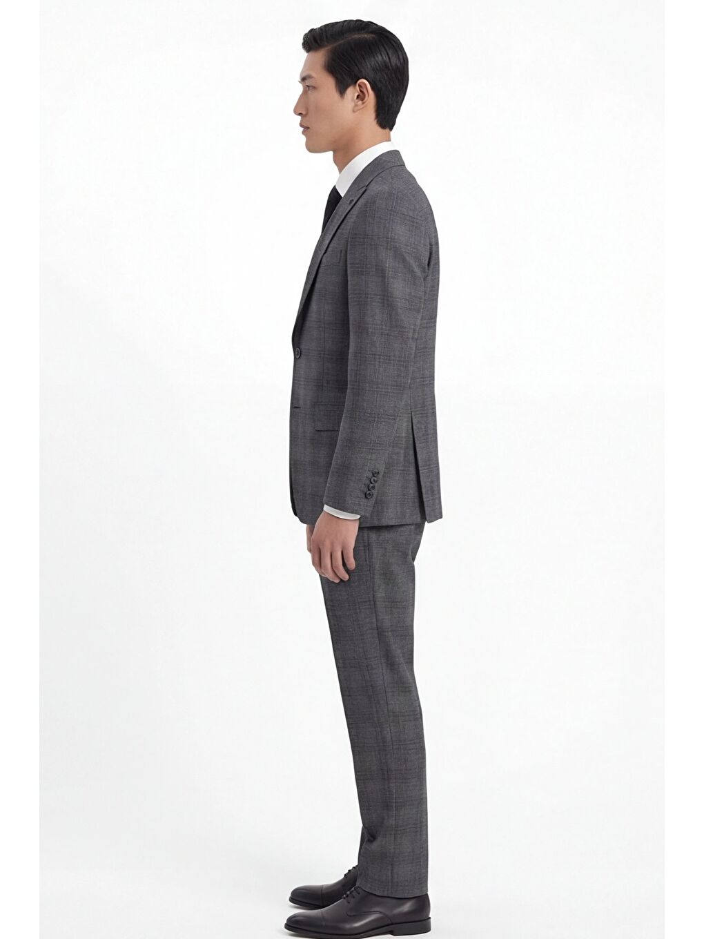 Erkek Polyamid Viskon Karışımlı 10 Drop Klasik Siyah Yelekli Takım Elbise-2