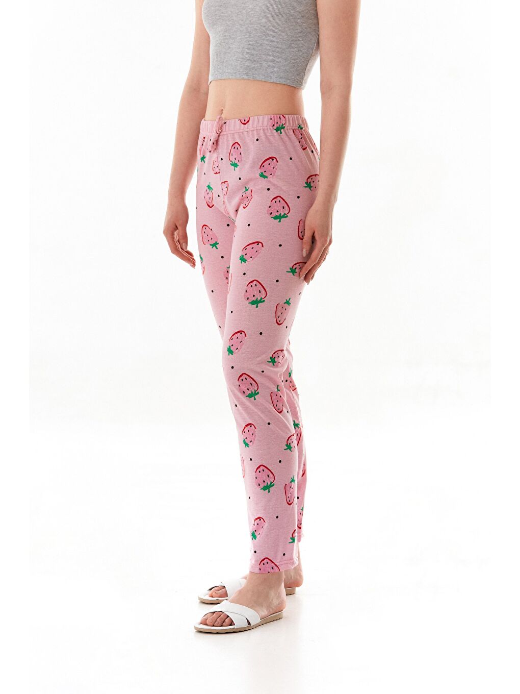 Pembe Ayıcık Baskılı Ekose Pijama Altı-3