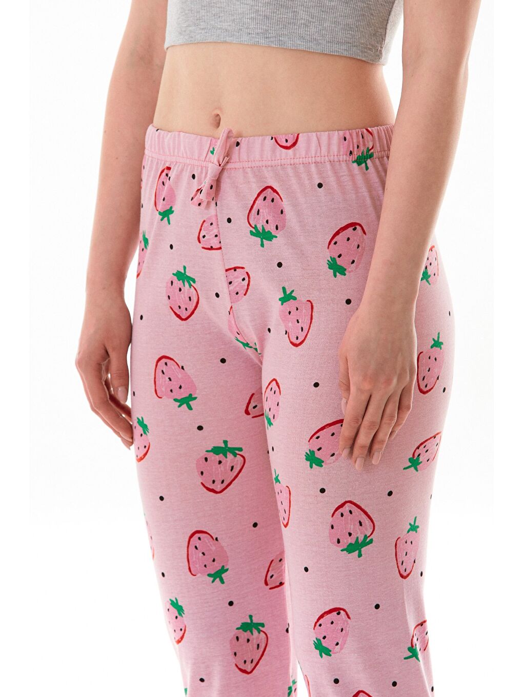 Pembe Ayıcık Baskılı Ekose Pijama Altı-4