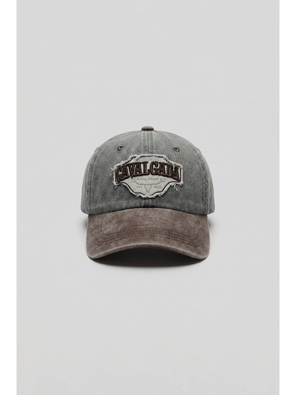Erkek Patch Nakışlı Yıkamalı Beyzbol Şapka Gri
