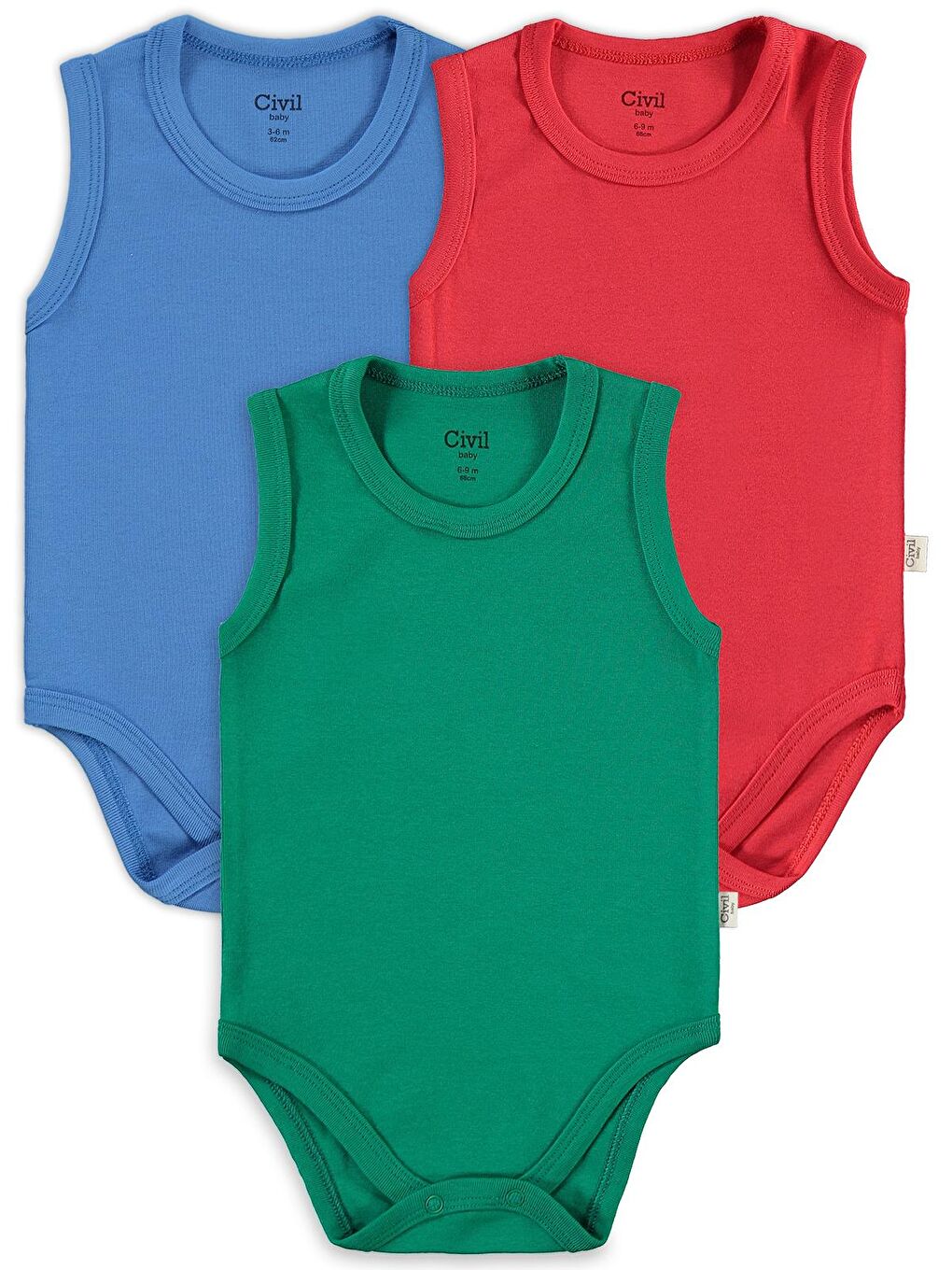 Baby 3'lü Karışık Renk 3-36 Ay Çıtçıtlı Badi - Kırmızı 12-18 Ay