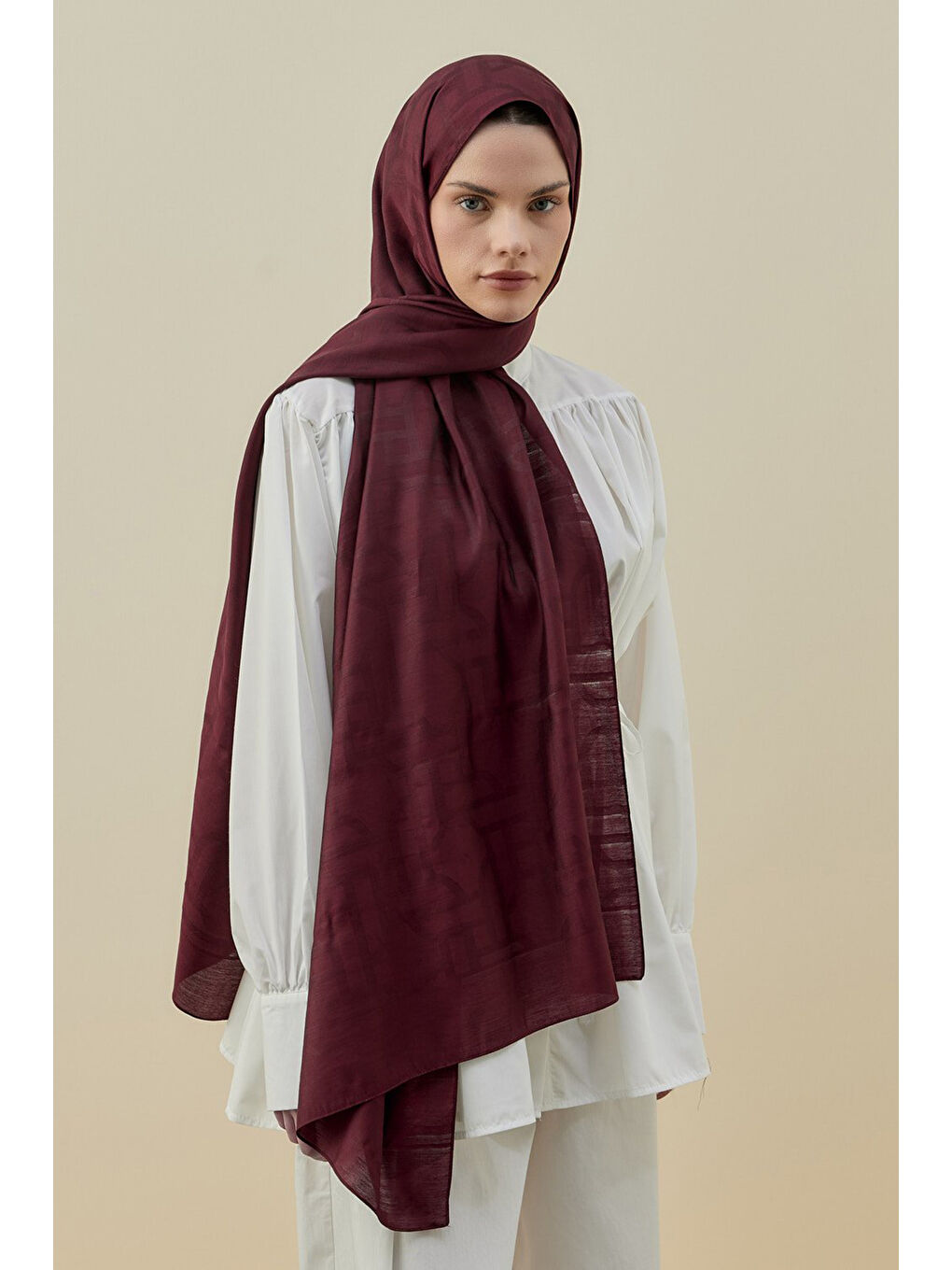 Merwish Oriantel Elegance kadın Şal 2602 Bordo-1