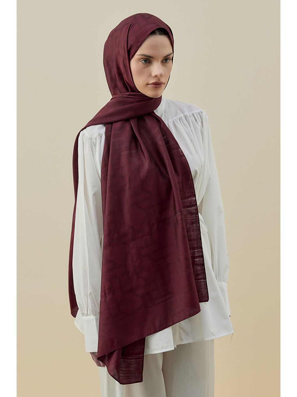 Merwish Oriantel Elegance kadın Şal 2602 Bordo-2