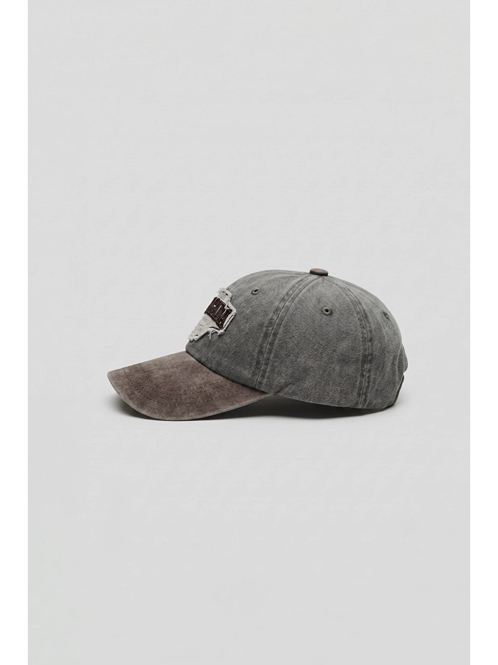 Erkek Patch Nakışlı Yıkamalı Beyzbol Şapka Gri-1