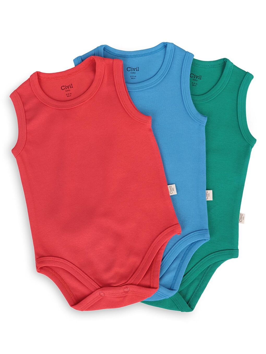 Baby 3'lü Karışık Renk 3-36 Ay Çıtçıtlı Badi - Kırmızı 12-18 Ay-7