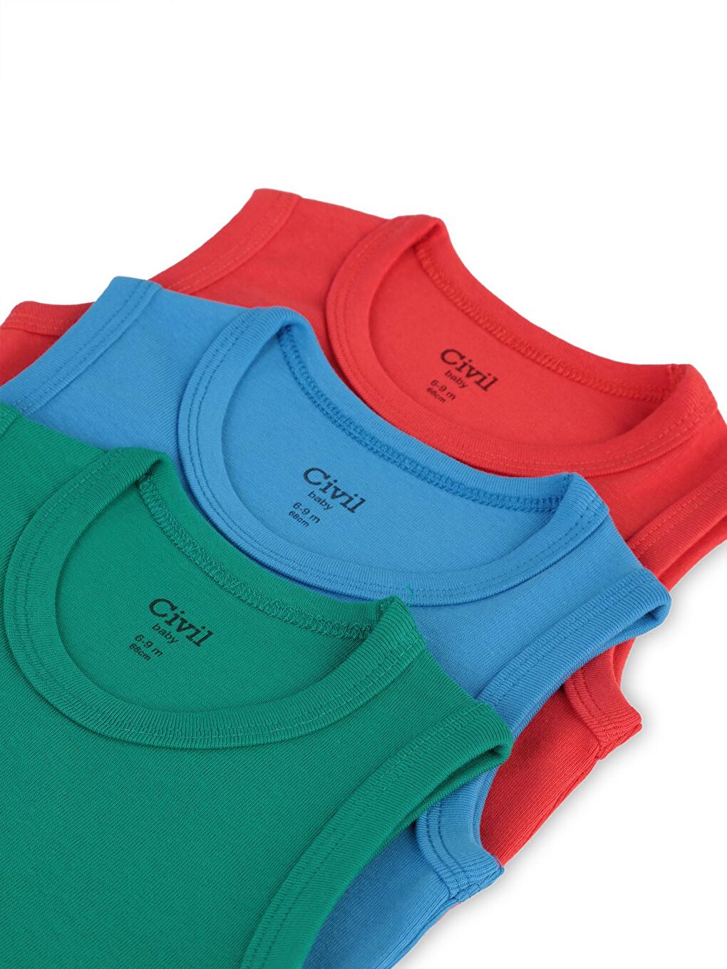 Baby 3'lü Karışık Renk 3-36 Ay Çıtçıtlı Badi - Kırmızı 12-18 Ay-8