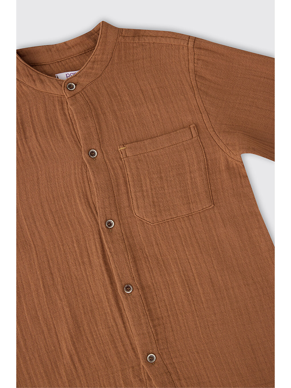 Kahverengi Erkek Çocuk Kahve Müslin Gömlek-2
