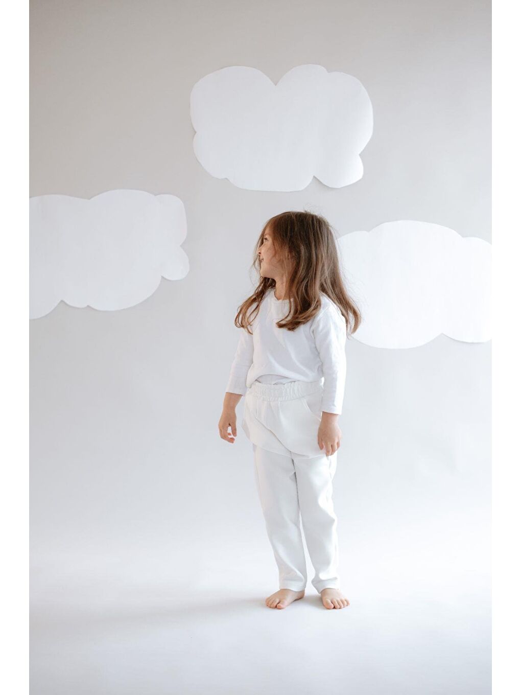 Kız Çocuk Düz Paça Eşofman Altı 870 Ekru-3