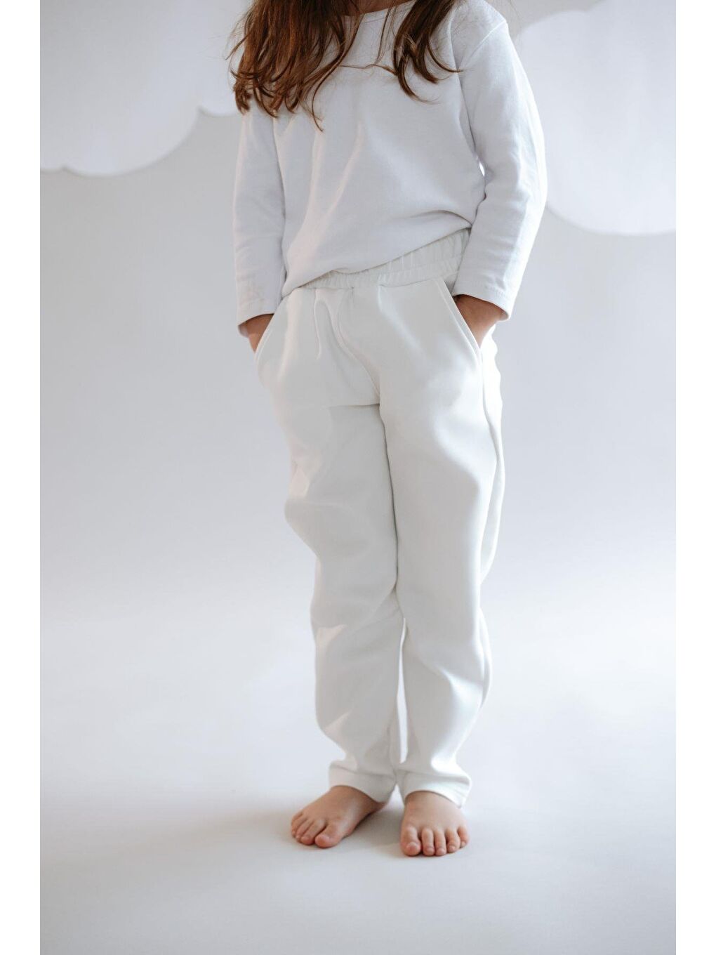Kız Çocuk Düz Paça Eşofman Altı 870 Ekru-5