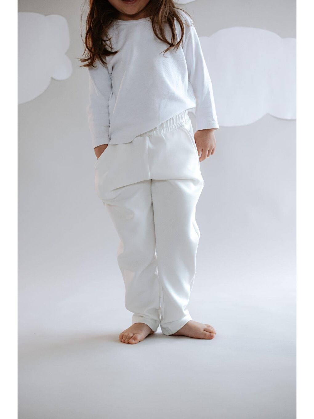 Kız Çocuk Düz Paça Eşofman Altı 870 Ekru-6