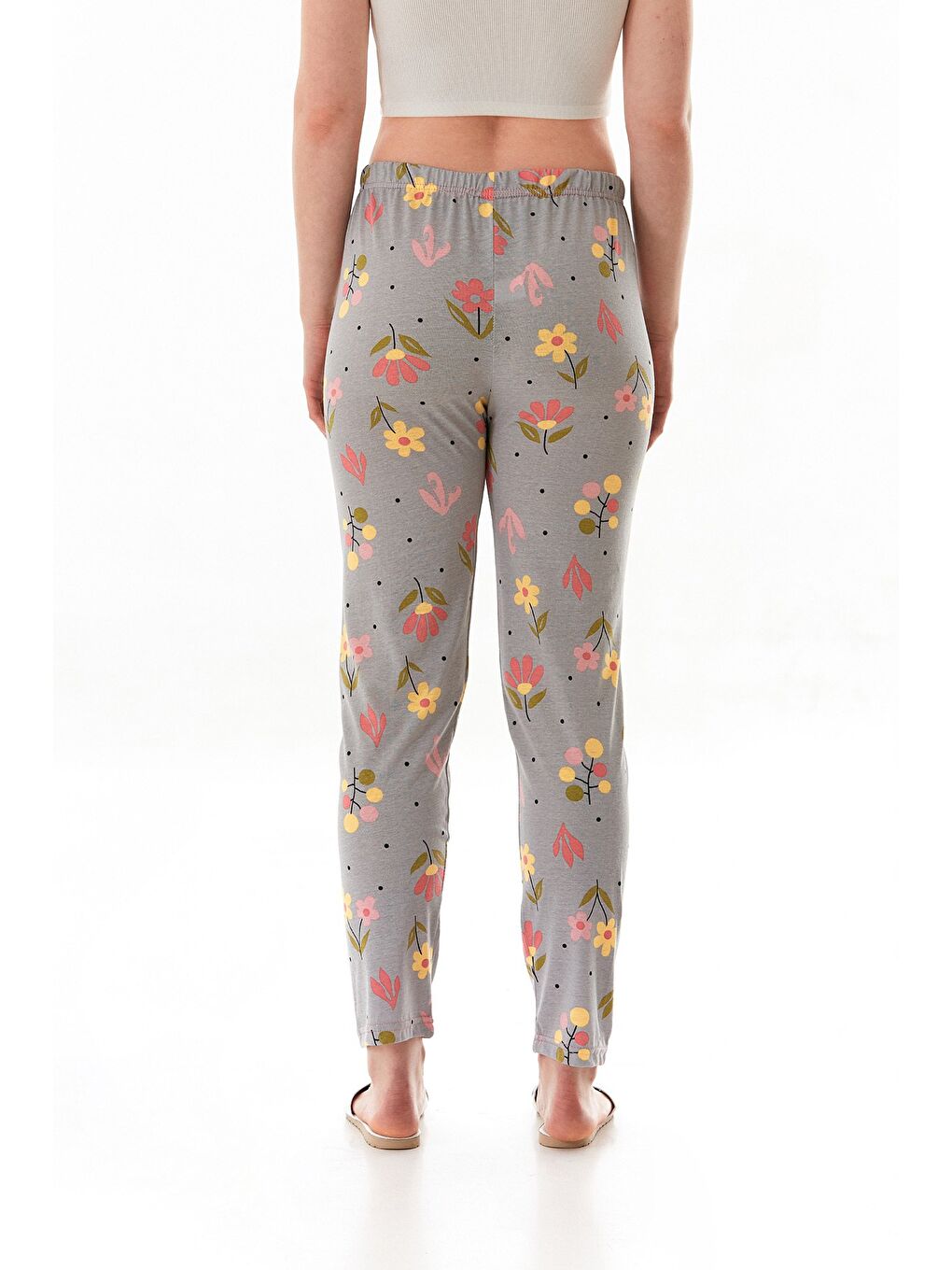 Gri Ayıcık Baskılı Ekose Pijama Altı-2