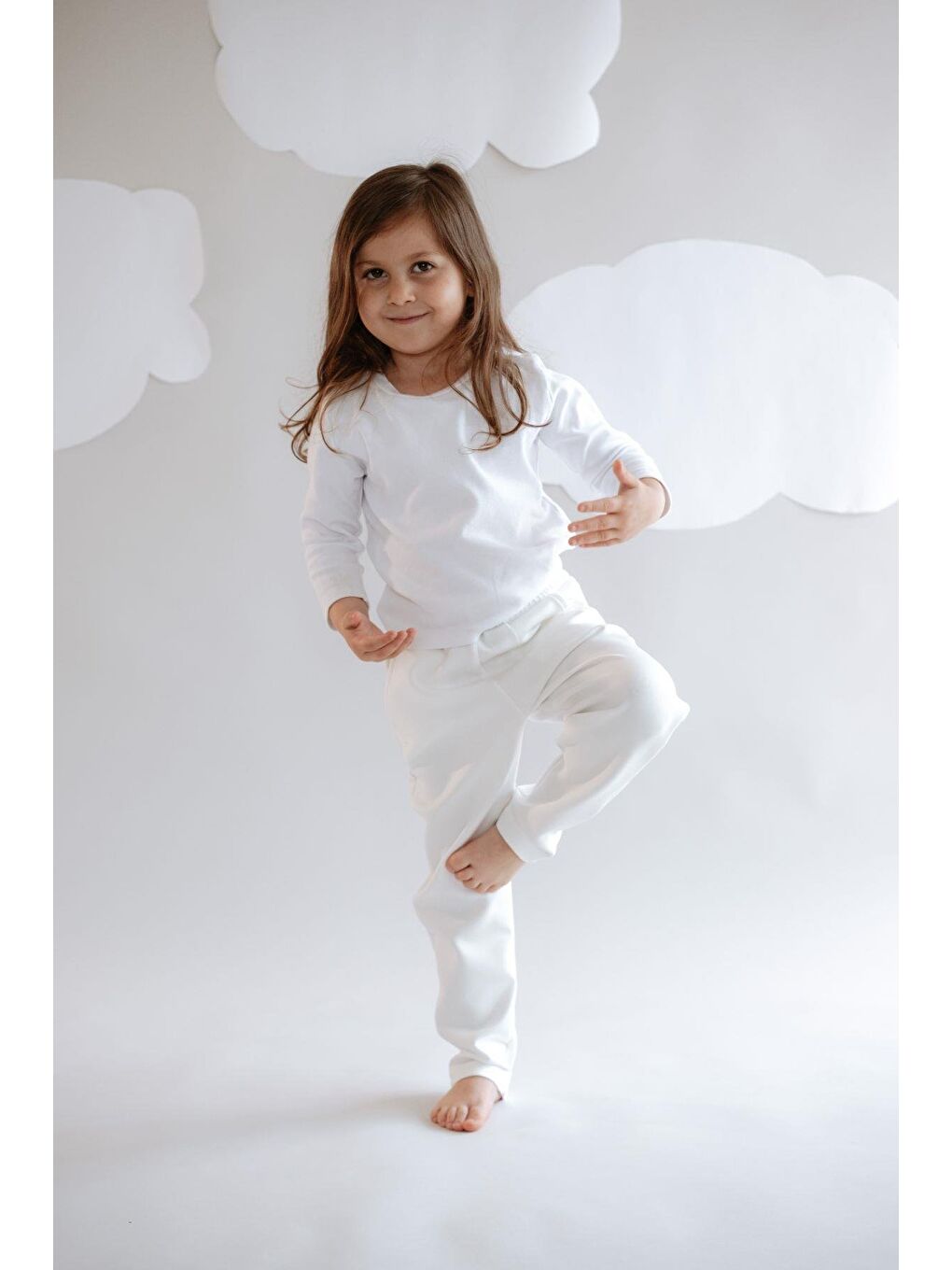 Kız Çocuk Düz Paça Eşofman Altı 870 Ekru-7