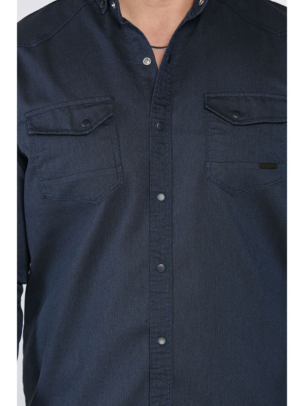 Lacivert Erkek Çıtçıtlı Gömlek-3