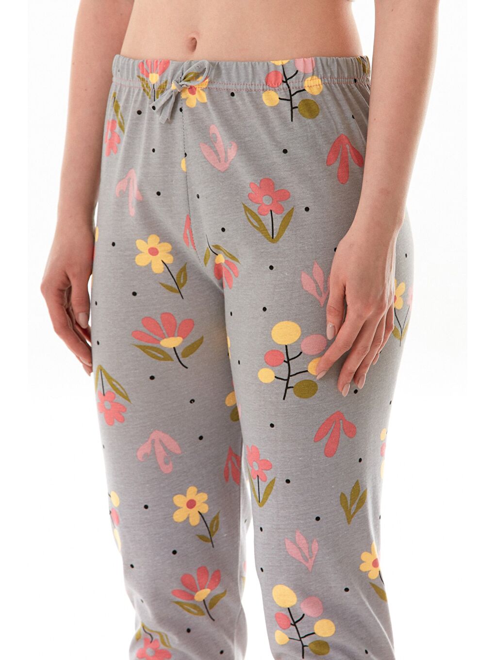 Gri Ayıcık Baskılı Ekose Pijama Altı-4