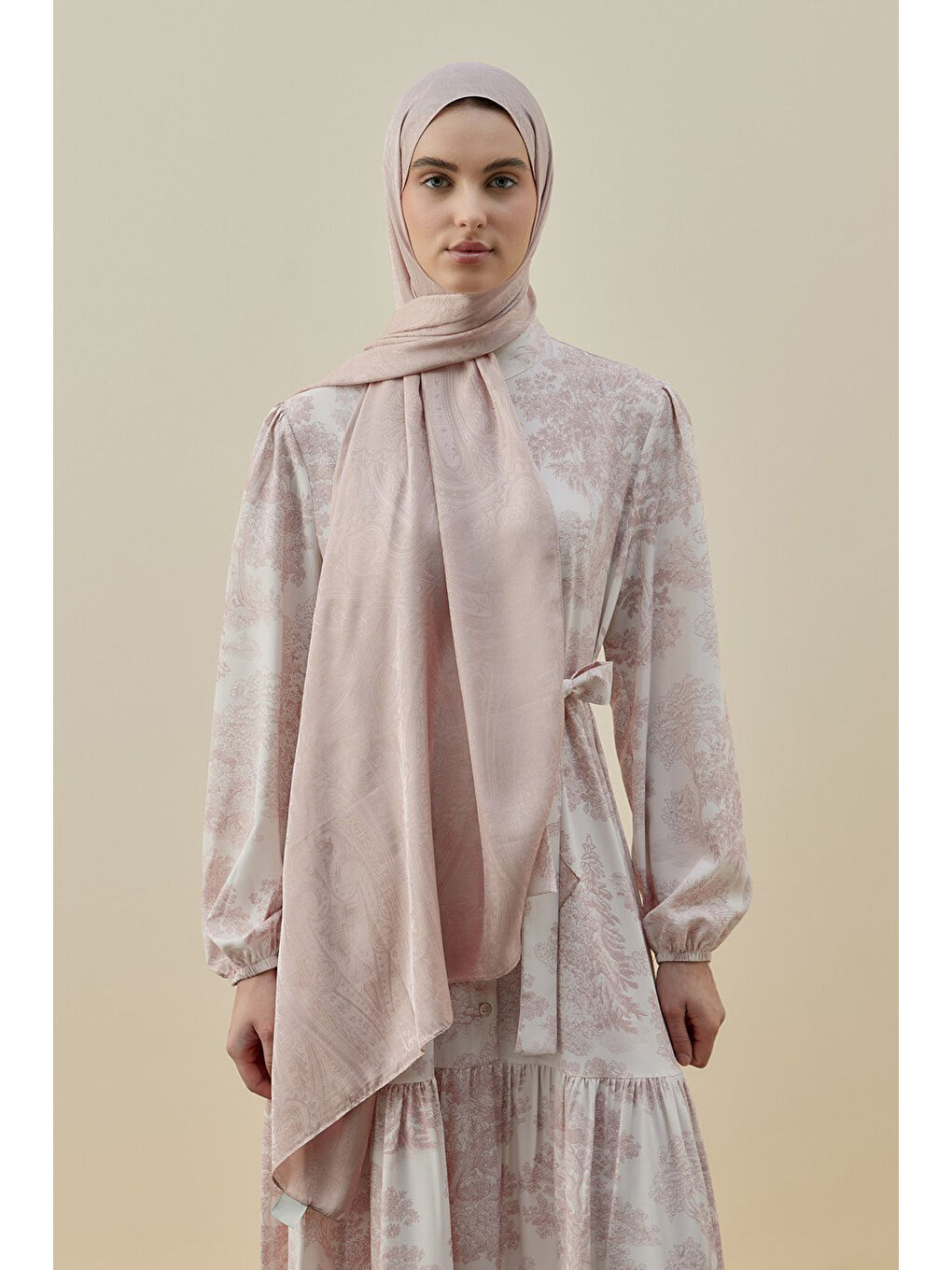 Pembe İconic kadın Şal 2605 Pudra-3
