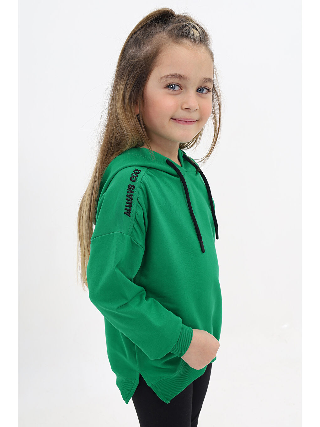 Yeşil Kız Çocuk Nakışlı Sweatshirt-1